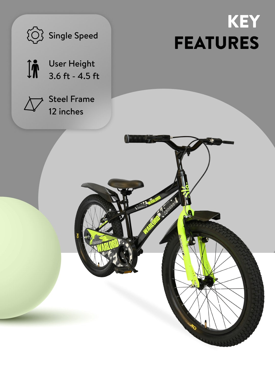 Warlord 20T Steel Frame Kids Bike Black