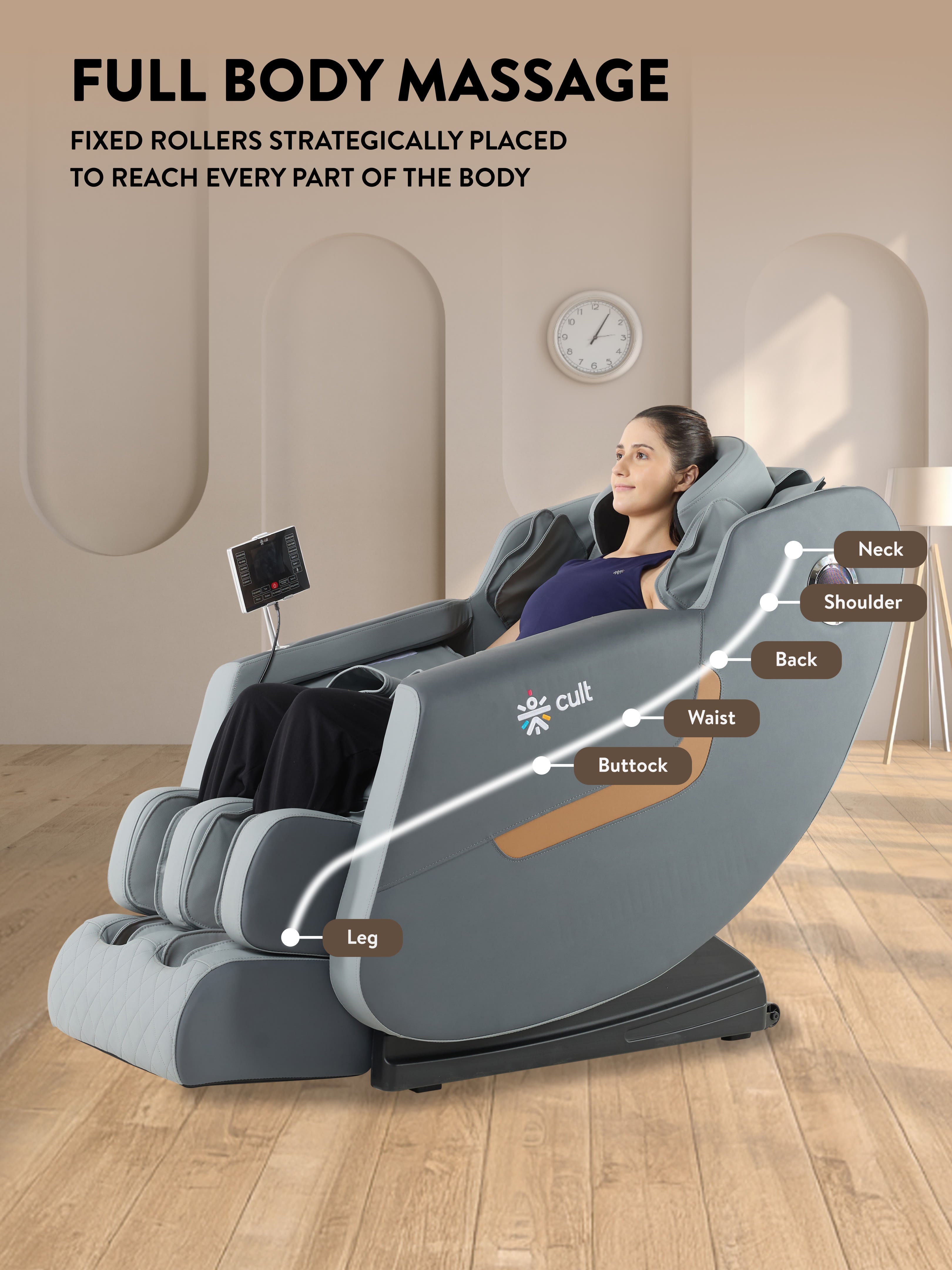 Cult Harmony Massage Chair with Fixed Point Massage Technique and Bluetooth AI Voice Function for Full Body Massage At Home
