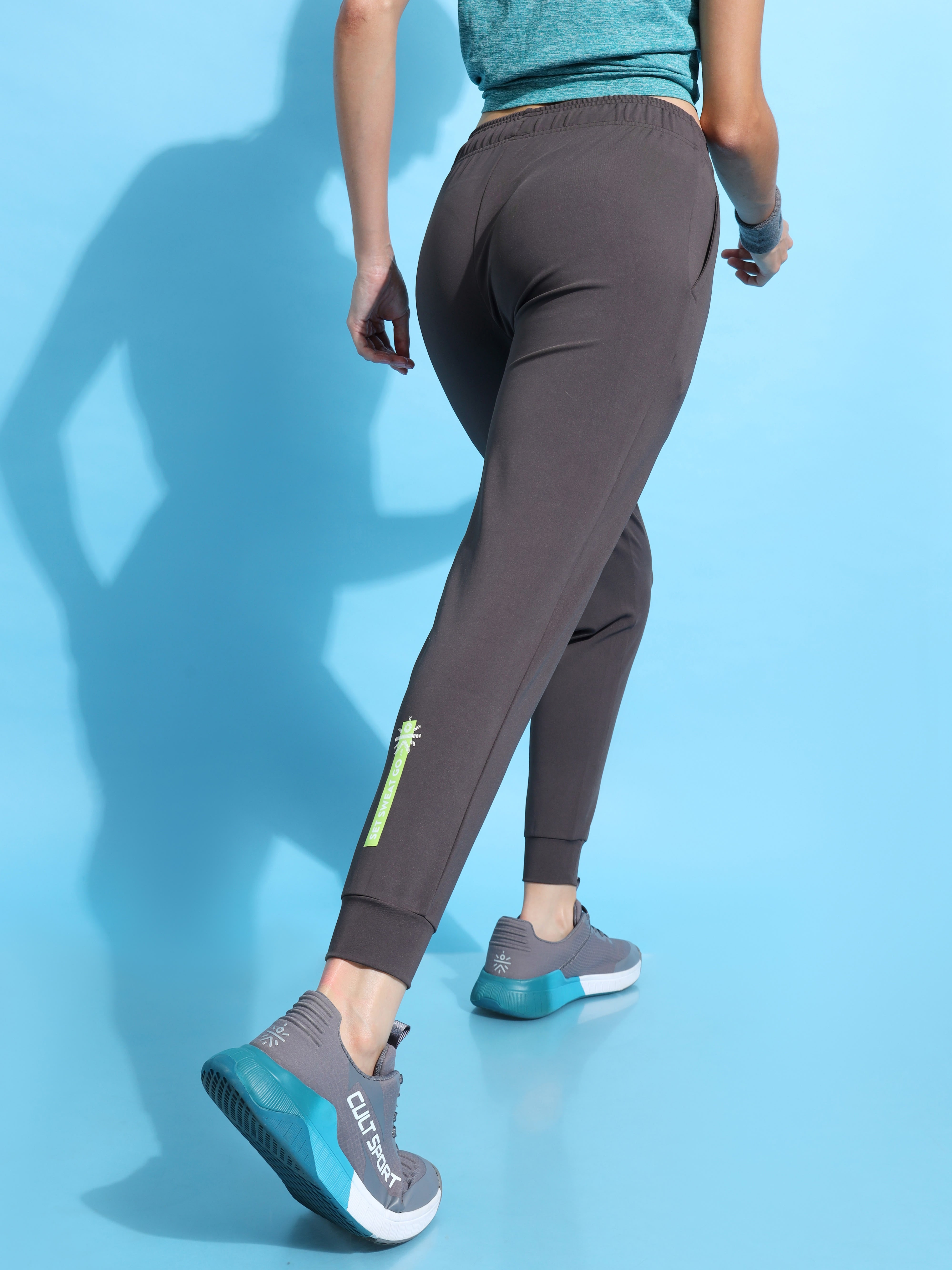 Women Dark Grey Training Joggers With Pockets