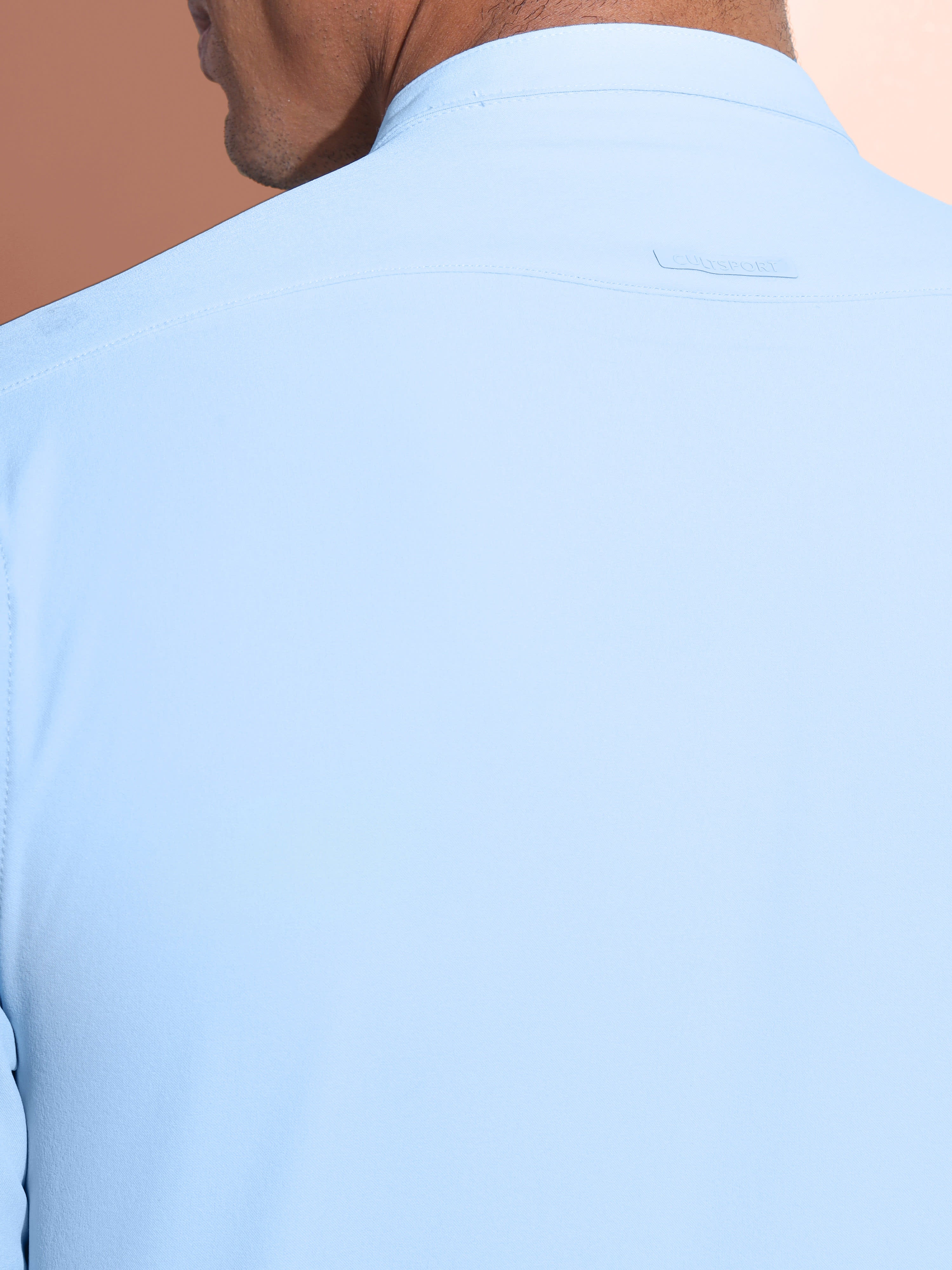 Slim Fit Band Collar Solid Shirt