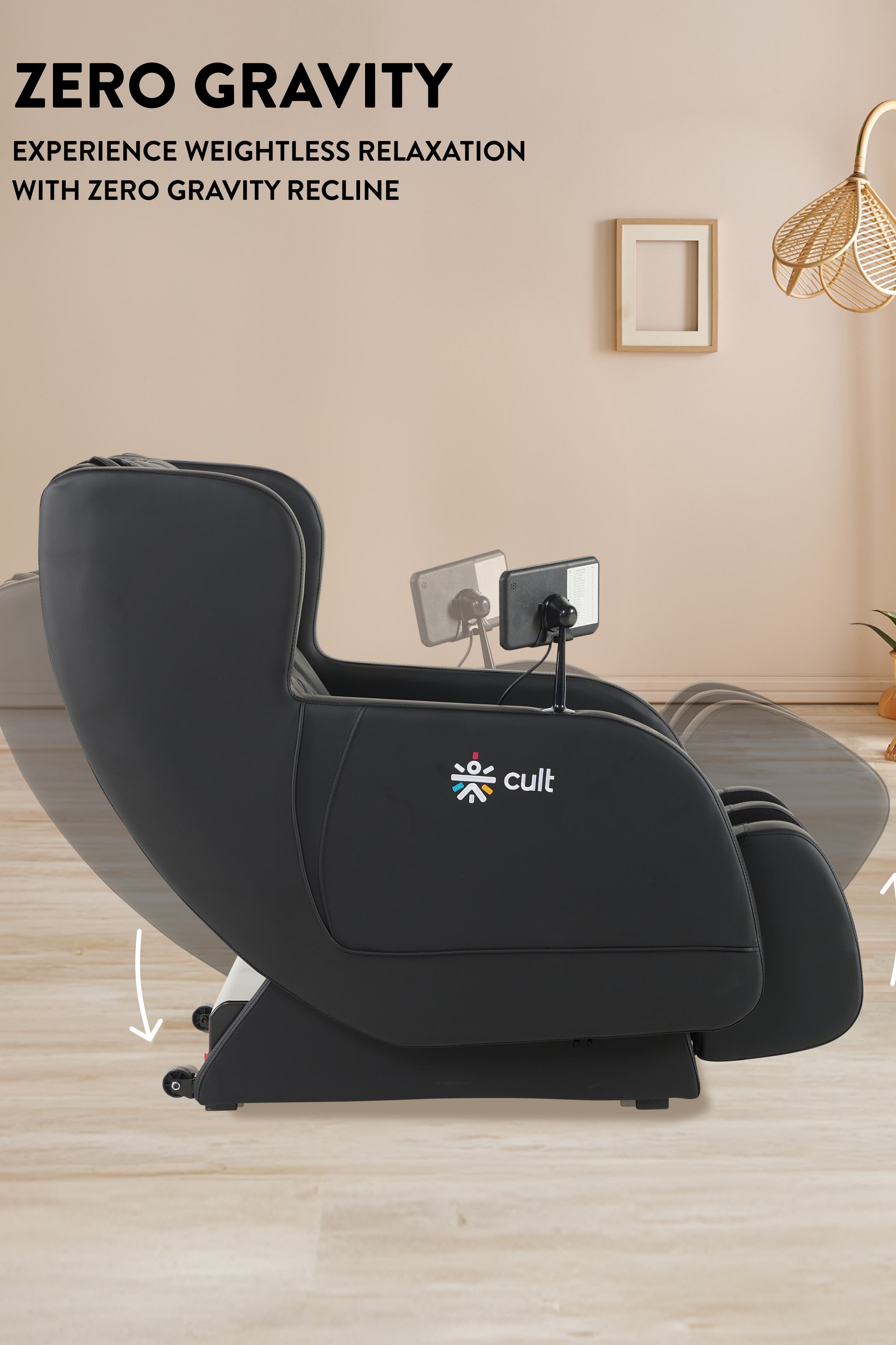 Cult BlissBlack Massage Chair with Fixed Point Massage Technique and Bluetooth AI Voice Function for Full Body Massage At Home