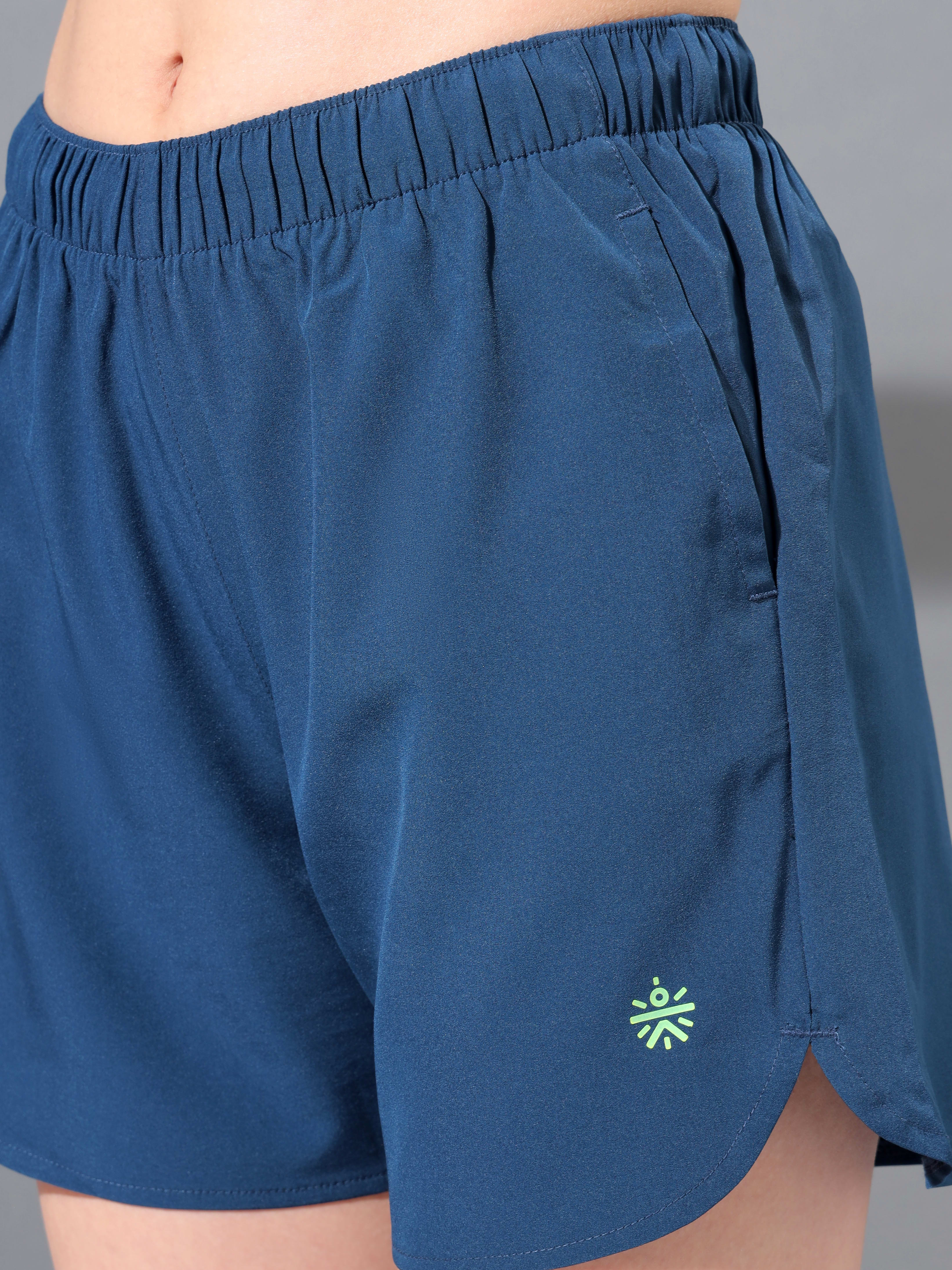 Solid Shorts with Curved Hem