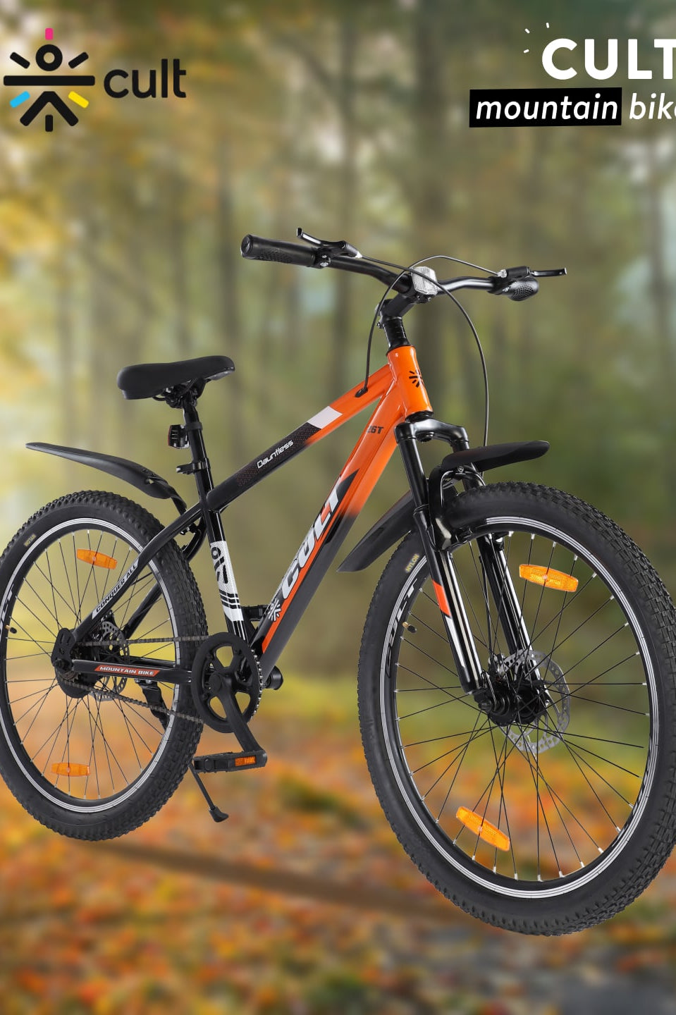 DAUNTLESS26TORANGEBLACK Steel Single Speed 26 inch Mountain Cycle, Dual Disc Brake, Front Suspension, Double Wall Rim