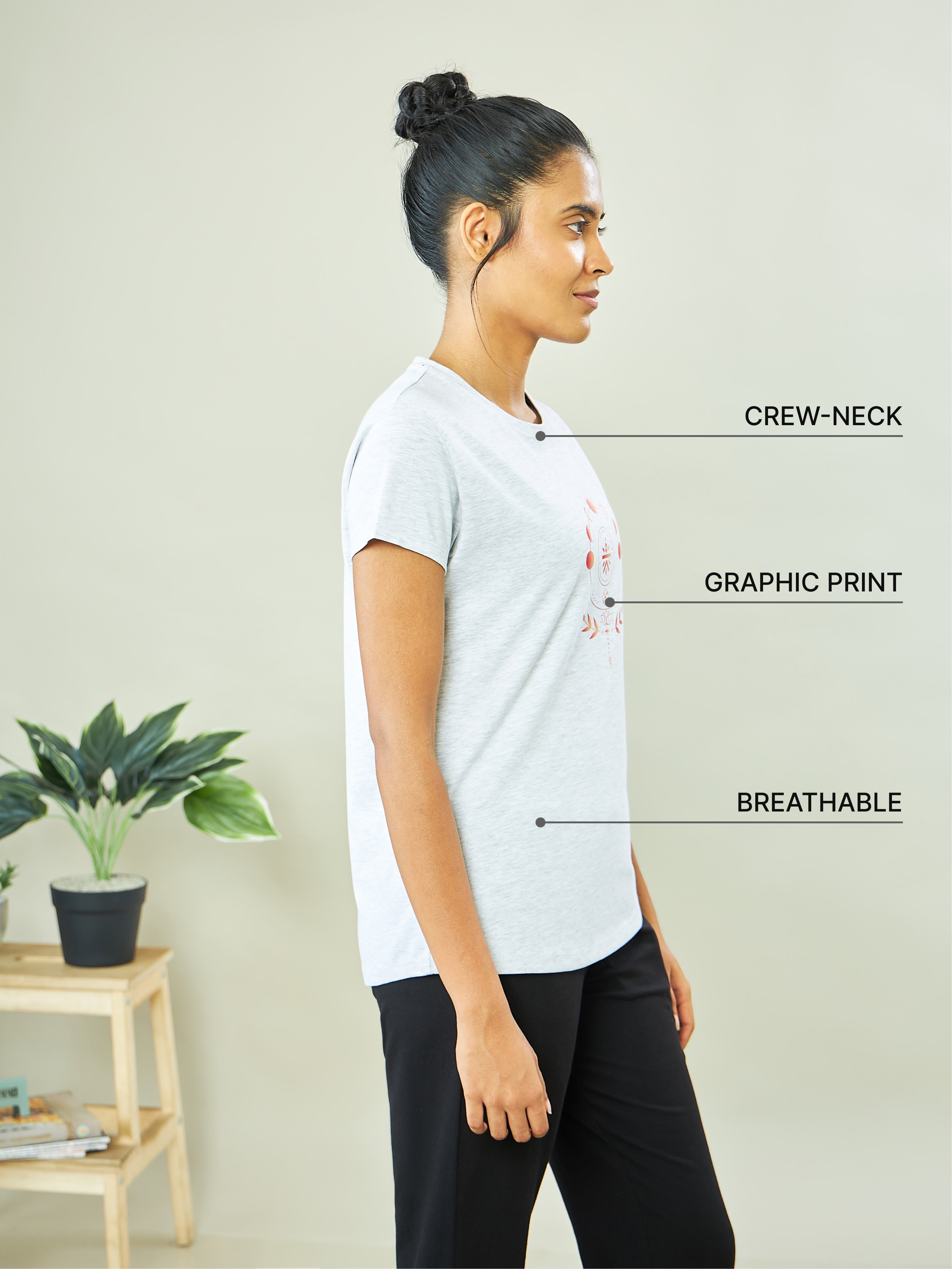 Graphic Print Yoga T-shirt