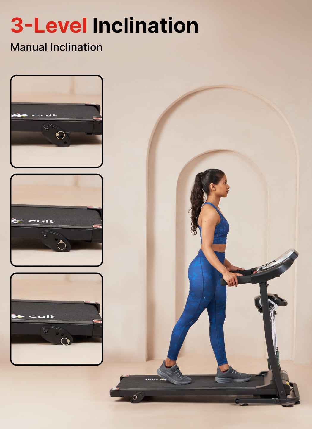 Cultrun M3.0 3HP Peak Treadmill | 3-level Manual-Incline | Max Weight-100kg | Max Speed-10 kmph (with 6 months extended warranty)