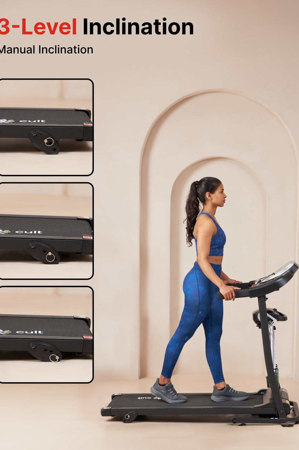 Cultrun M3.0 3HP Peak Treadmill | 3-level Manual-Incline | Max Weight-100kg | Max Speed-10 kmph (with 6 months extended warranty)