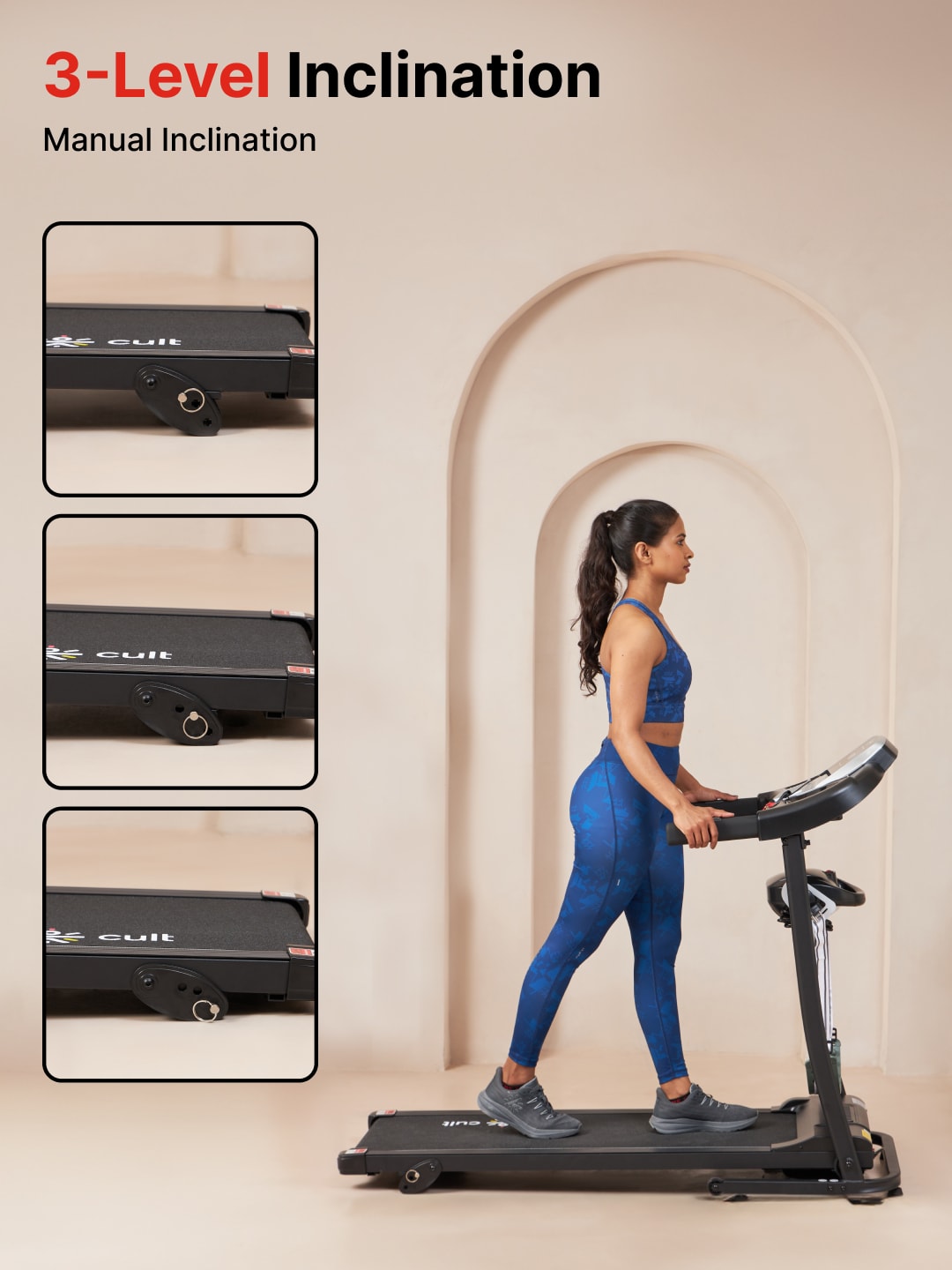 Cultrun M3.0 3HP Peak Treadmill | 3-level Manual-Incline | Max Weight-100kg | Max Speed-10 kmph (with 6 months extended warranty)