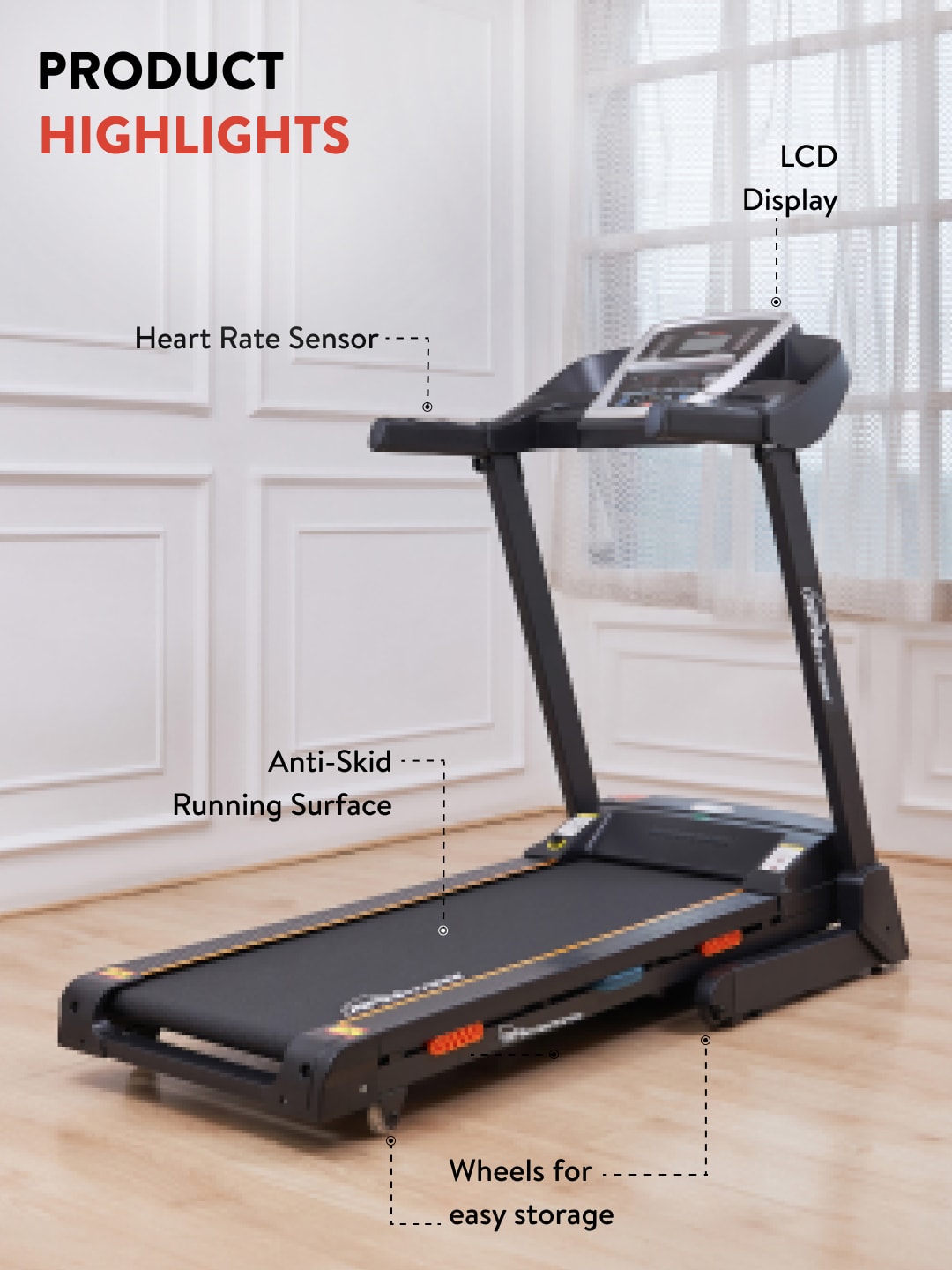 RPM4000 4.5 HP Peak Treadmill | 15-level Auto-Incline | Max Weight-110kg | Max Speed-16kmph (with 6 Months extended warranty)