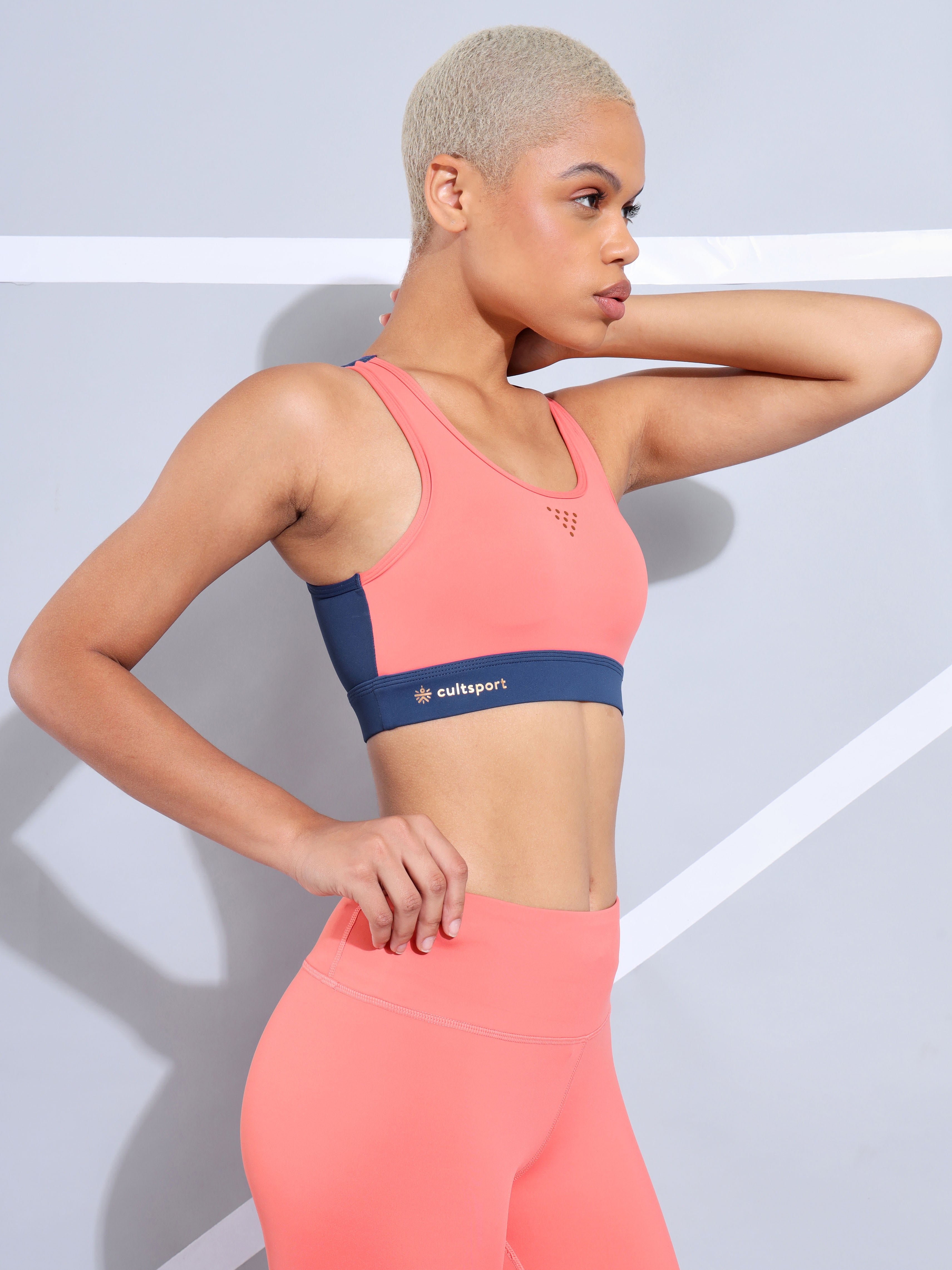 Colourblock Medium Impact Racer Back Sports Bra