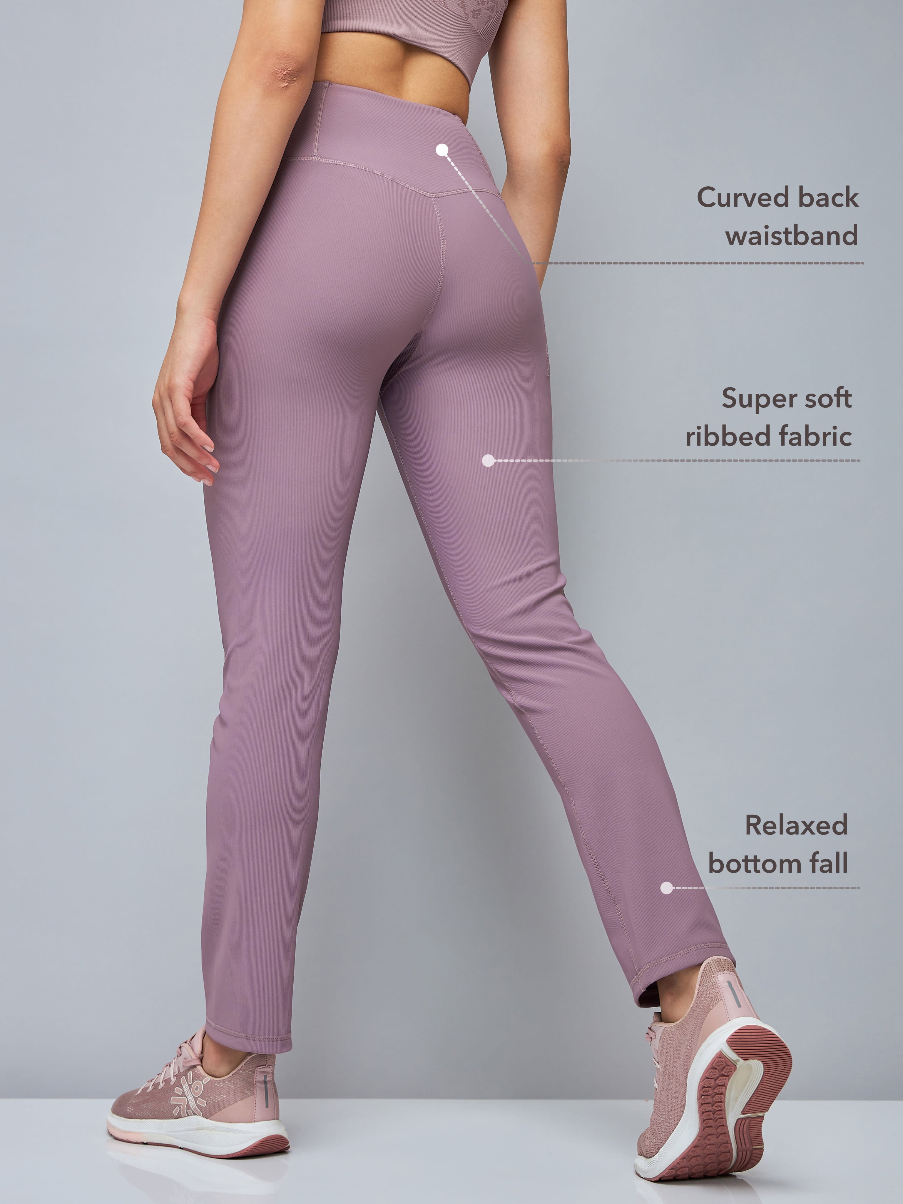 High-Waist Pink Straight Pants with Pocket for Women