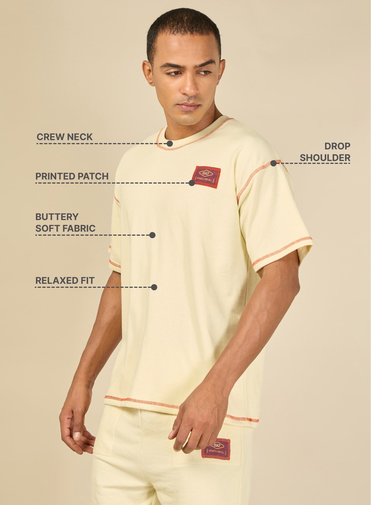 Men Beige Cult Club T-shirt