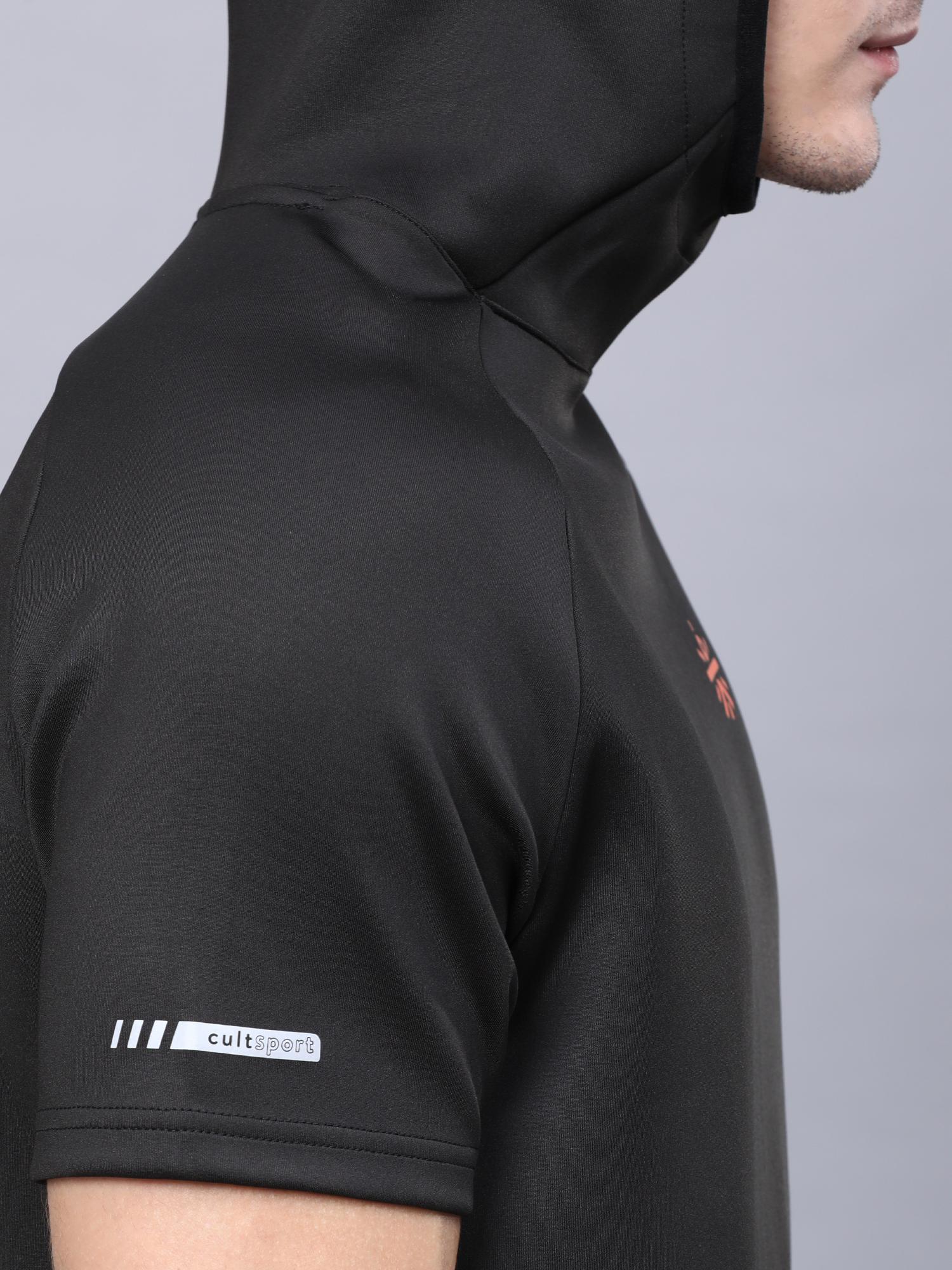 Abstract Hood Black Workout Tee