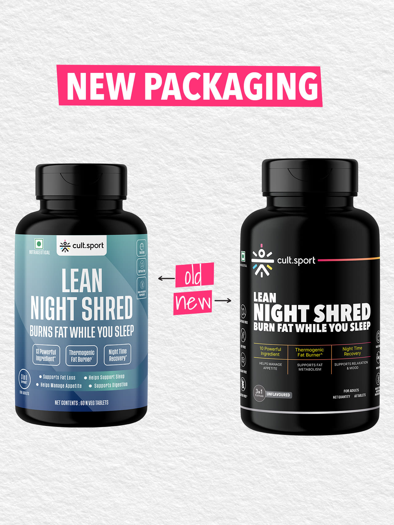 Lean Night Shred | 13 Powerful ingredients | Promotes relaxation & reduce stress, Caffeine-Free, Metabolism Booster, Burns Calories, 60 Tablets