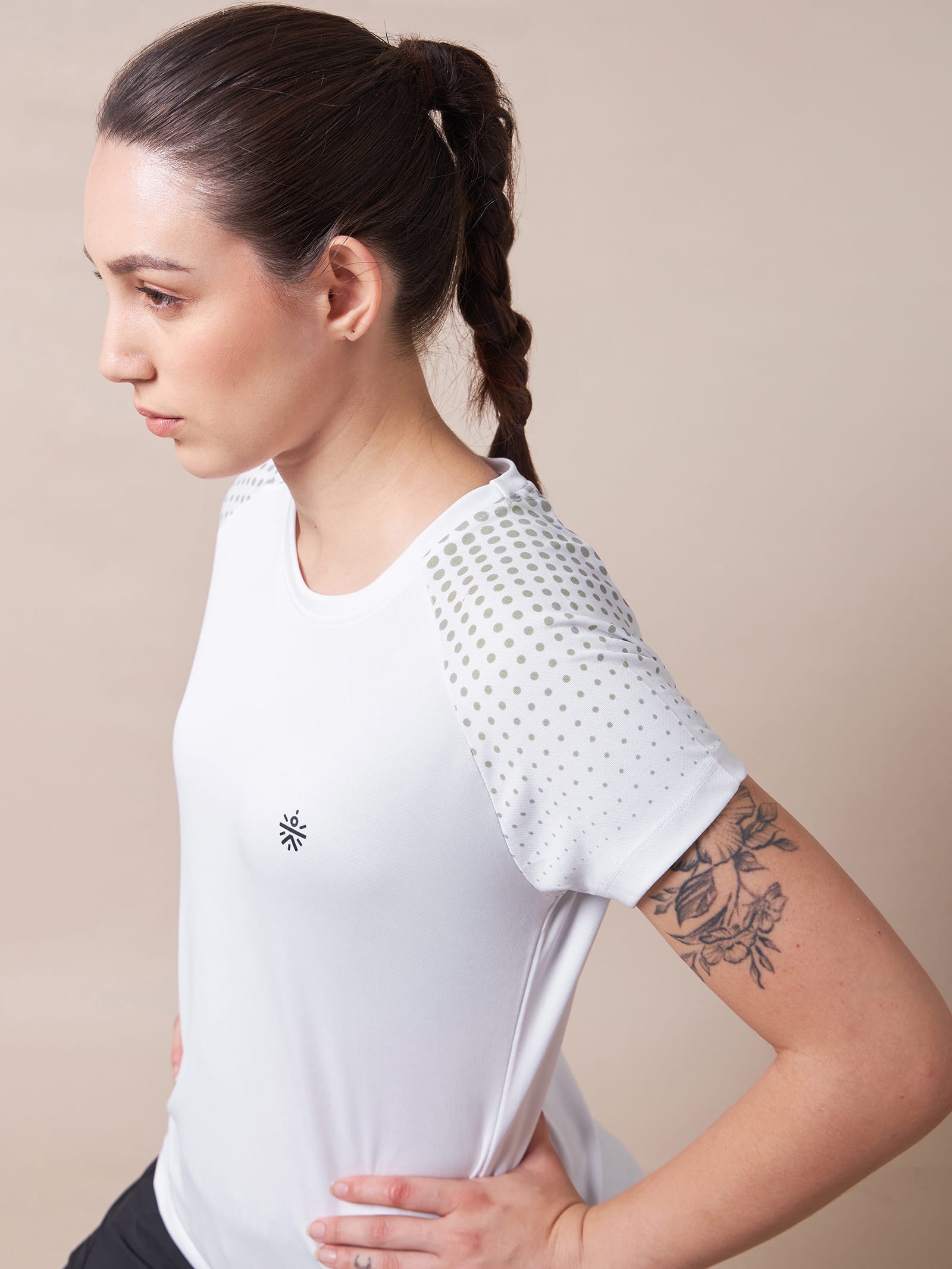 Halftone Print Raglan Workout T-shirt