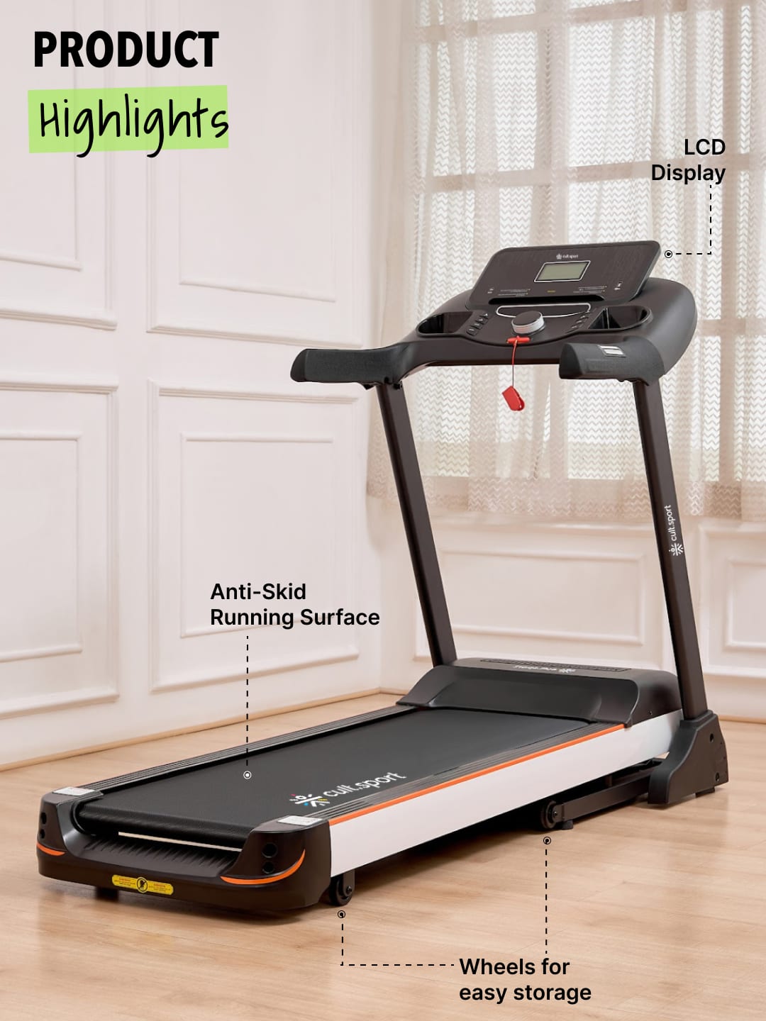 Smartrun Carson 5.5 HP Peak Treadmill | 15-level Auto-Incline | Max Weight-130kg | Max Speed-16kmph (with 6 Months Extended Warranty)
