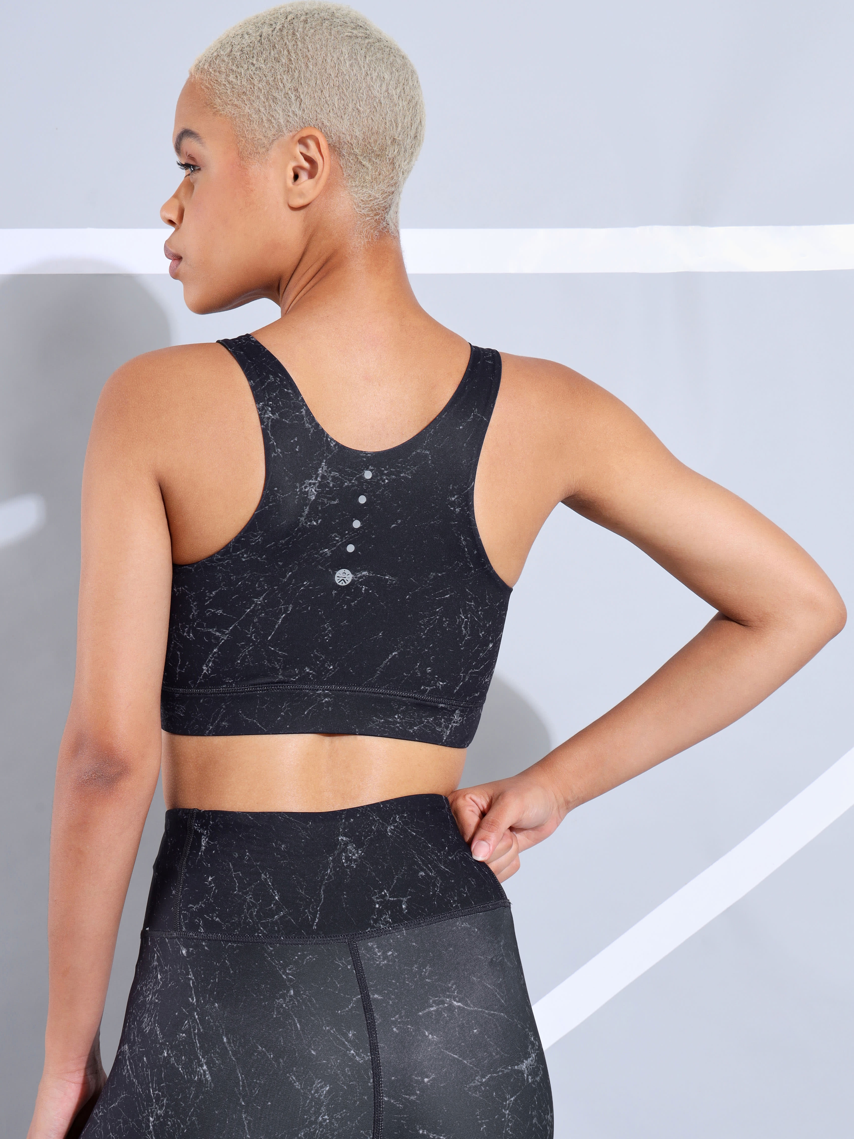 Marble Print Medium Impact Movement Sports Bra