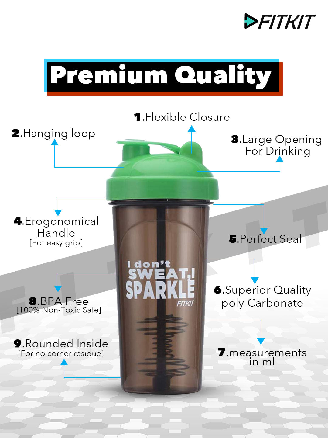 Classic Shaker Bottle, 700ml (Grey/Green)