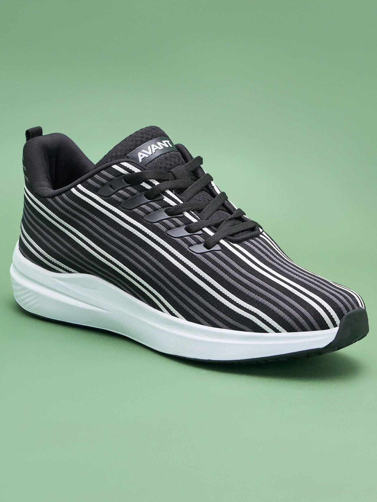 Avant Men's Bi-Strip Running Shoes - Black/White