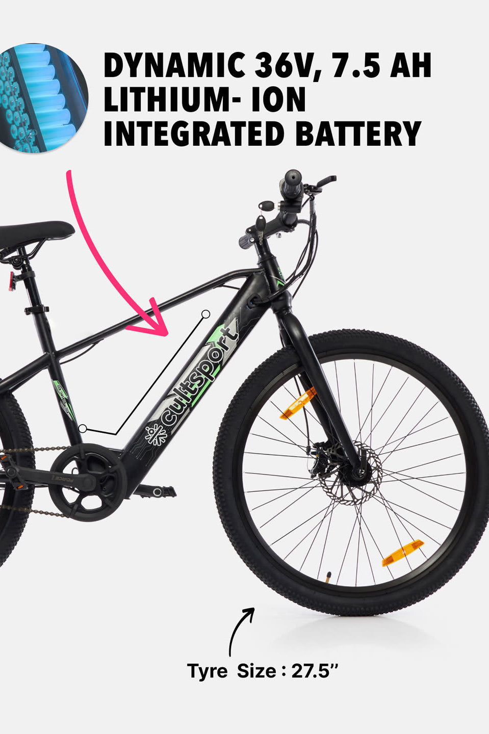 Hermit 27.5T Black with 3.5hrs Fast Charge, Cycling Event, BLDC Motor 27.5 inches Single Speed Lithium-ion (Li-ion) Electric Cycle, Ideal for Unisex, 15+ Years