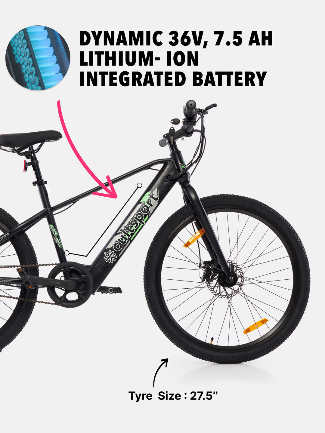 Hermit 27.5T Black with 3.5hrs Fast Charge, Cycling Event, BLDC Motor 27.5 inches Single Speed Lithium-ion (Li-ion) Electric Cycle, Ideal for Unisex, 15+ Years