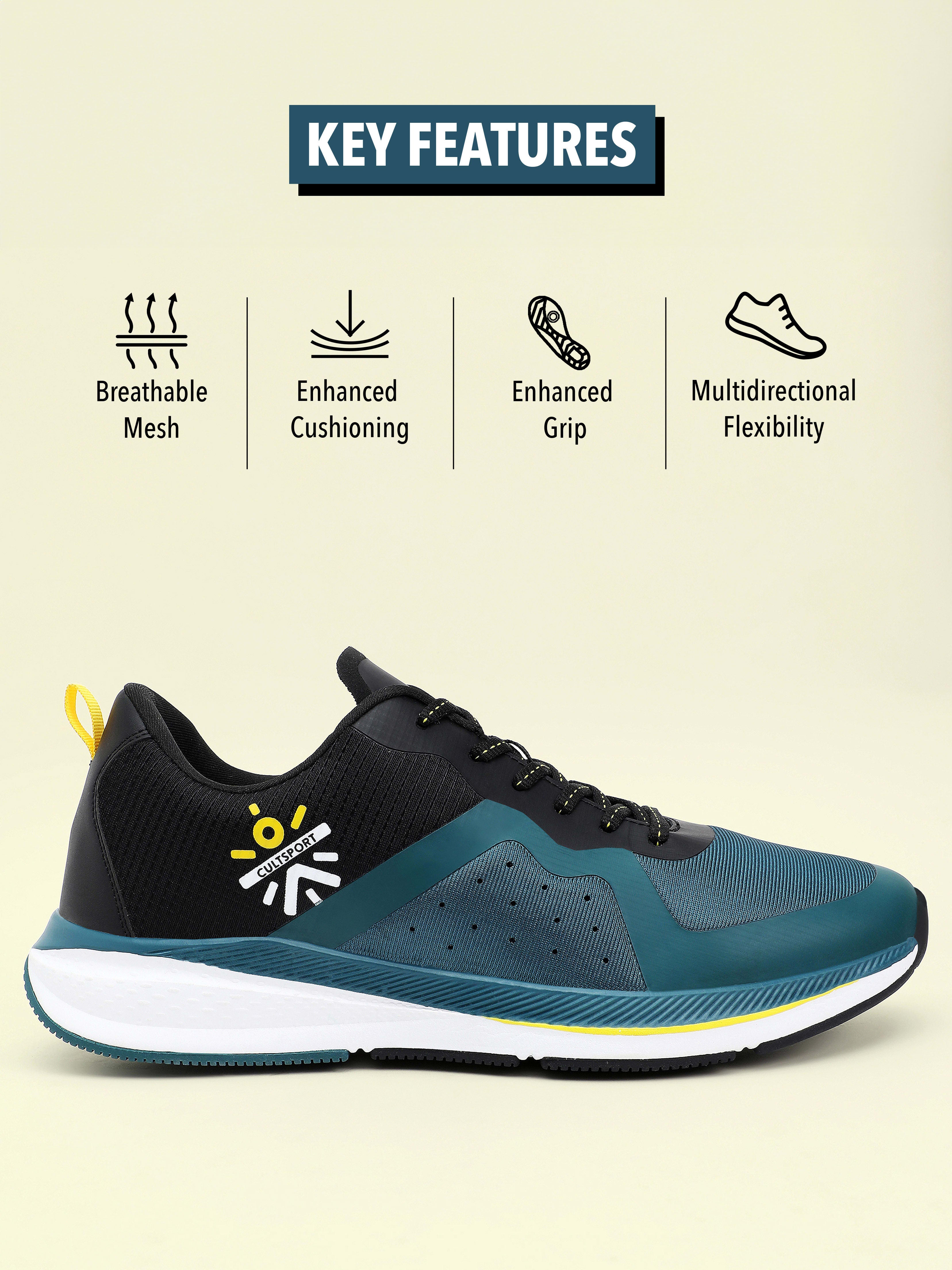 cult Speedster Men Running Shoes - Black/ Dark Teal