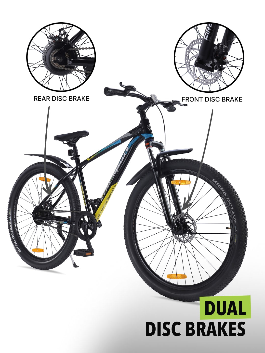 EXPLORER29TBLACK Alloy Single Speed 29 inch Mountain Cycle, Front Suspension, Double Wall Rim