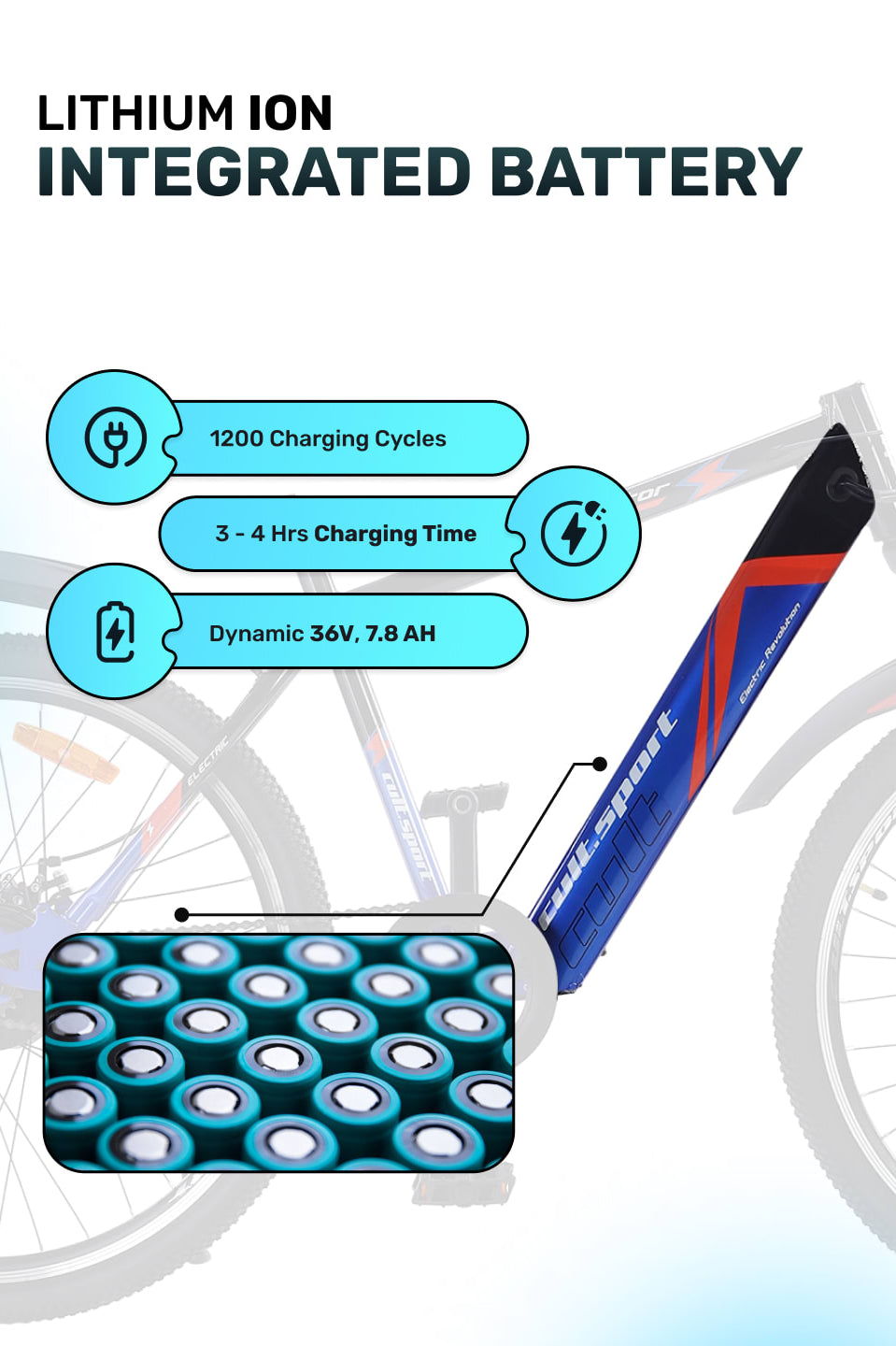 ESCALATOR 27.5T BLUE with 250W BLDC Motor| 4 Hours Fast Charge| 7.8 Ah Li-ion Battery| Up to 35 Km| 27.5 Inches Wheels| Single Speed Electric Cycle | Ideal for 15+ Years