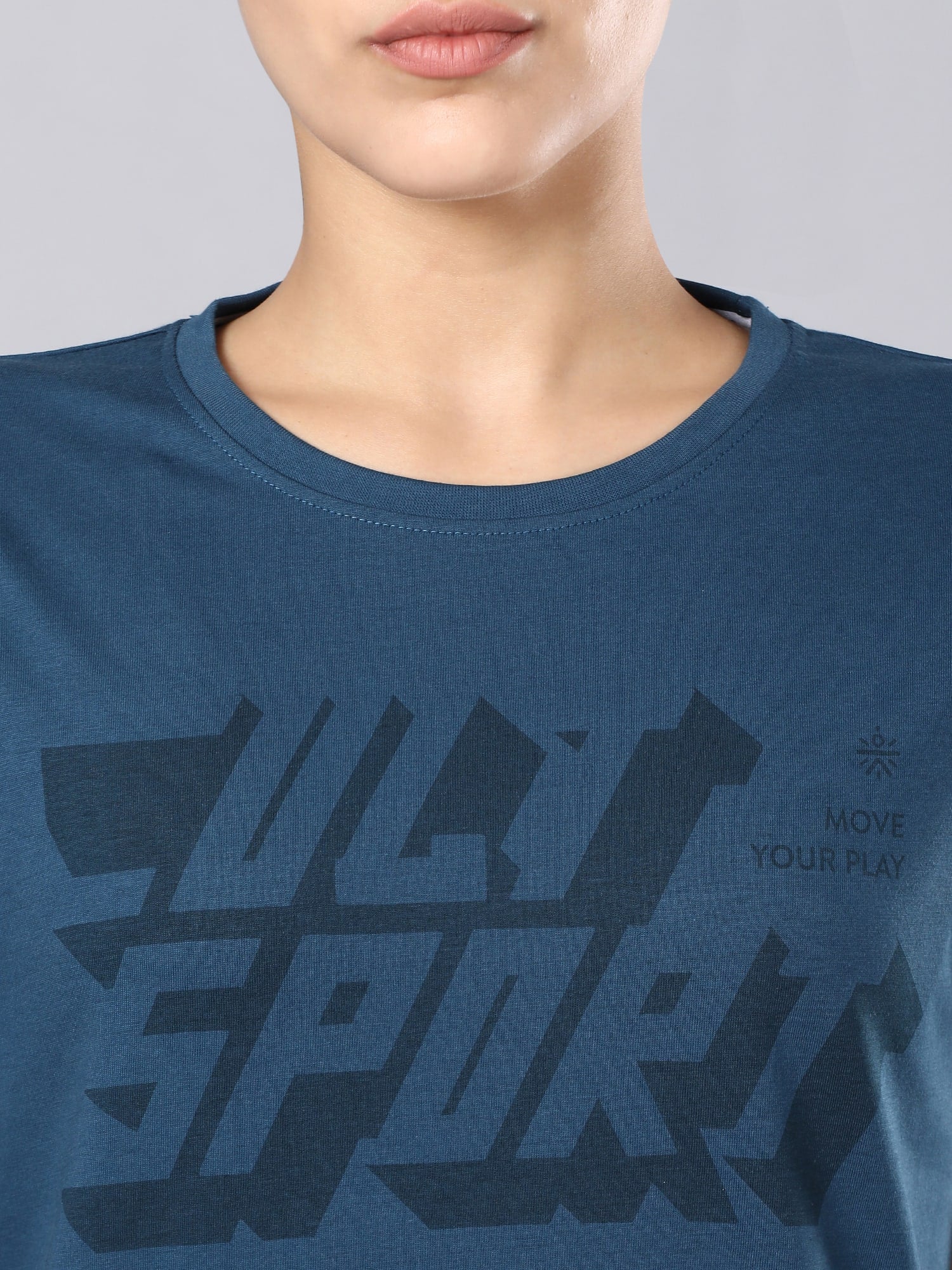 Flydry Cotton Dark Teal Cropped Workout Tee