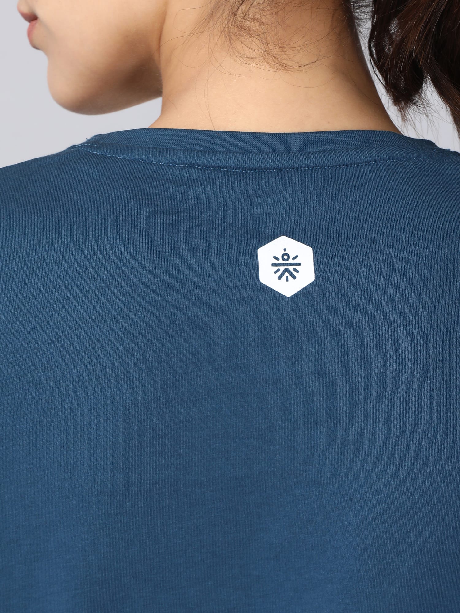 Flydry Cotton Dark Teal Cropped Workout Tee