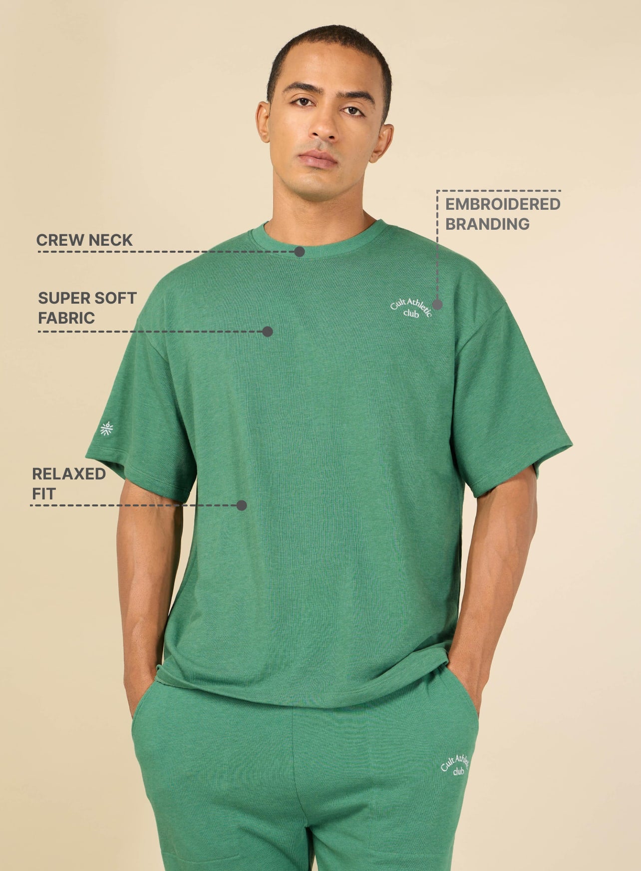 Cult Athletic Club Men Sea Green T-shirt