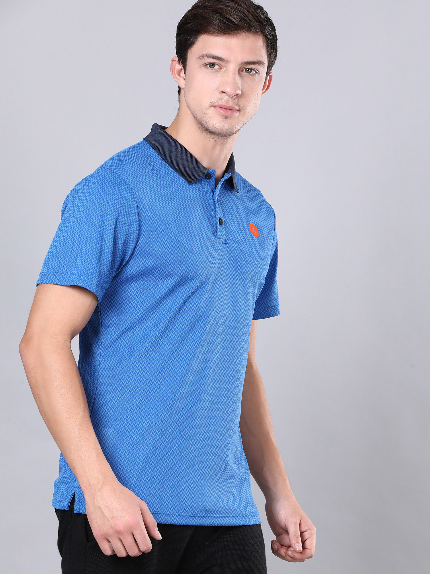 Signature Micro Prints Blue Polo