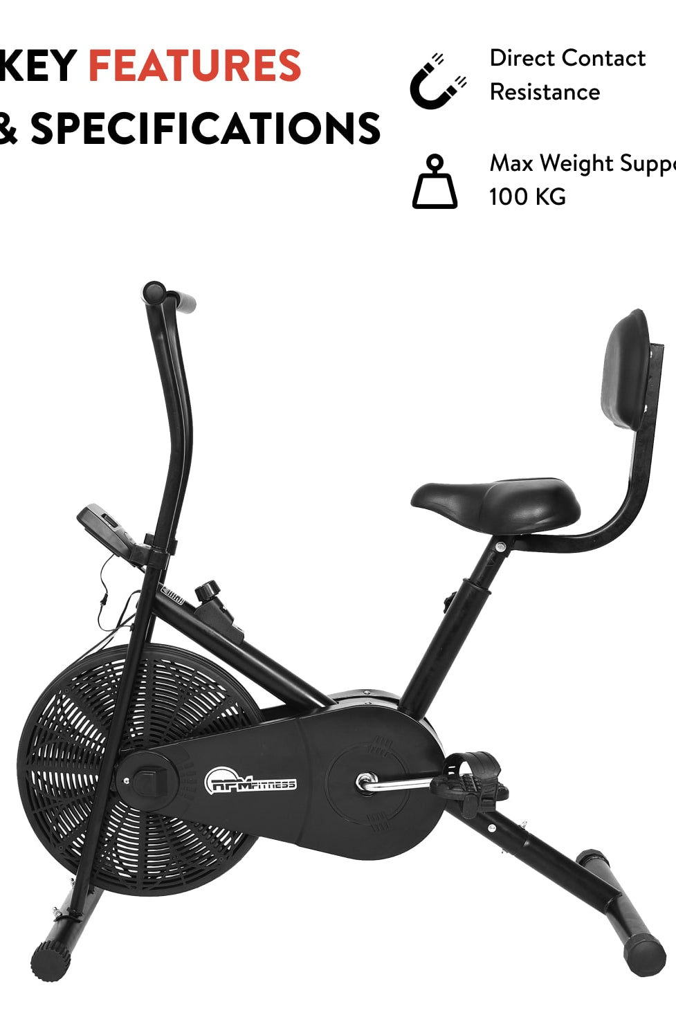 RPM1001 with Backrest & Upright Stationary Exercise Bike (6 Months extended Warranty only on Cultsport.com)