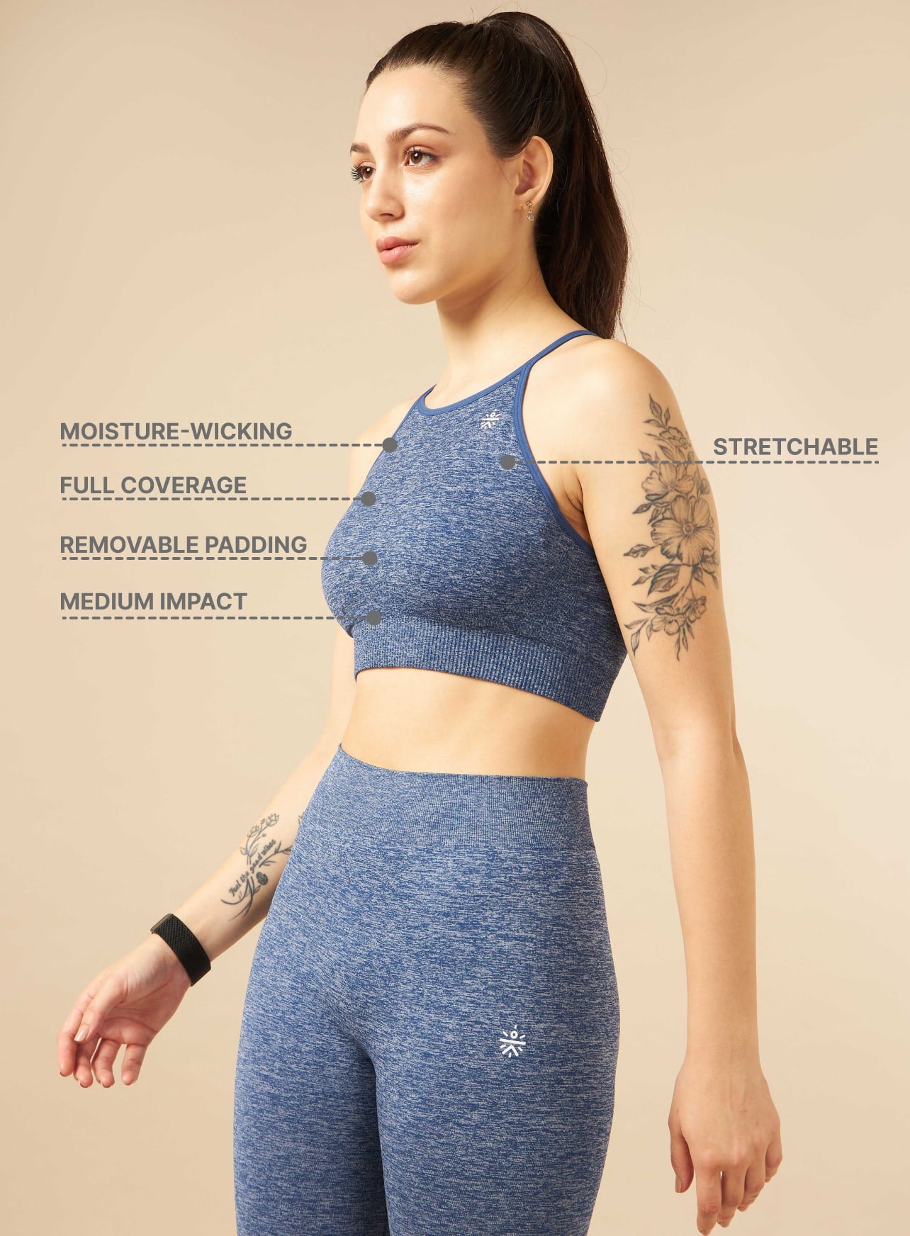 Navy Seamless Medium-Support Sports Bra