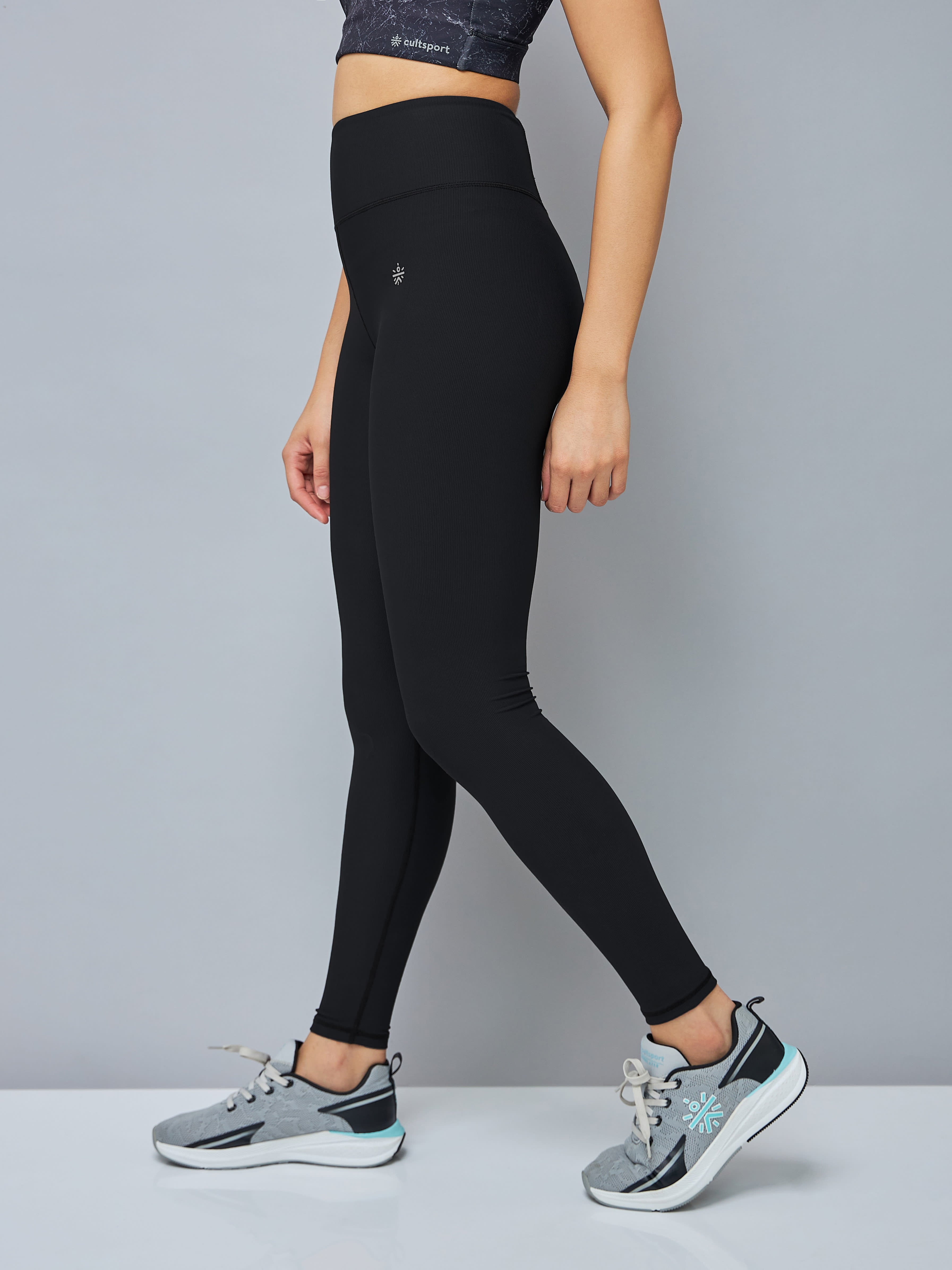 Solid High Waist Tights with Side Pocket