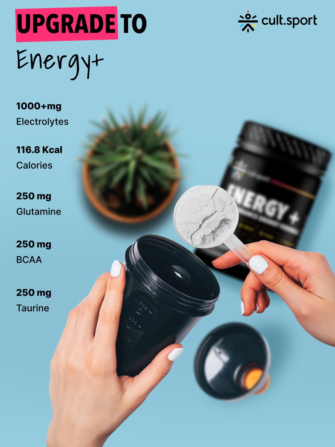 Energy + Powder 1Kg | 1000 mg Electrolytes, 250 mg Taurine, 250 mg BCAA | Instant Hydration, restore electrolytes with 0 cholesterol | Pink Lemonade Flavour