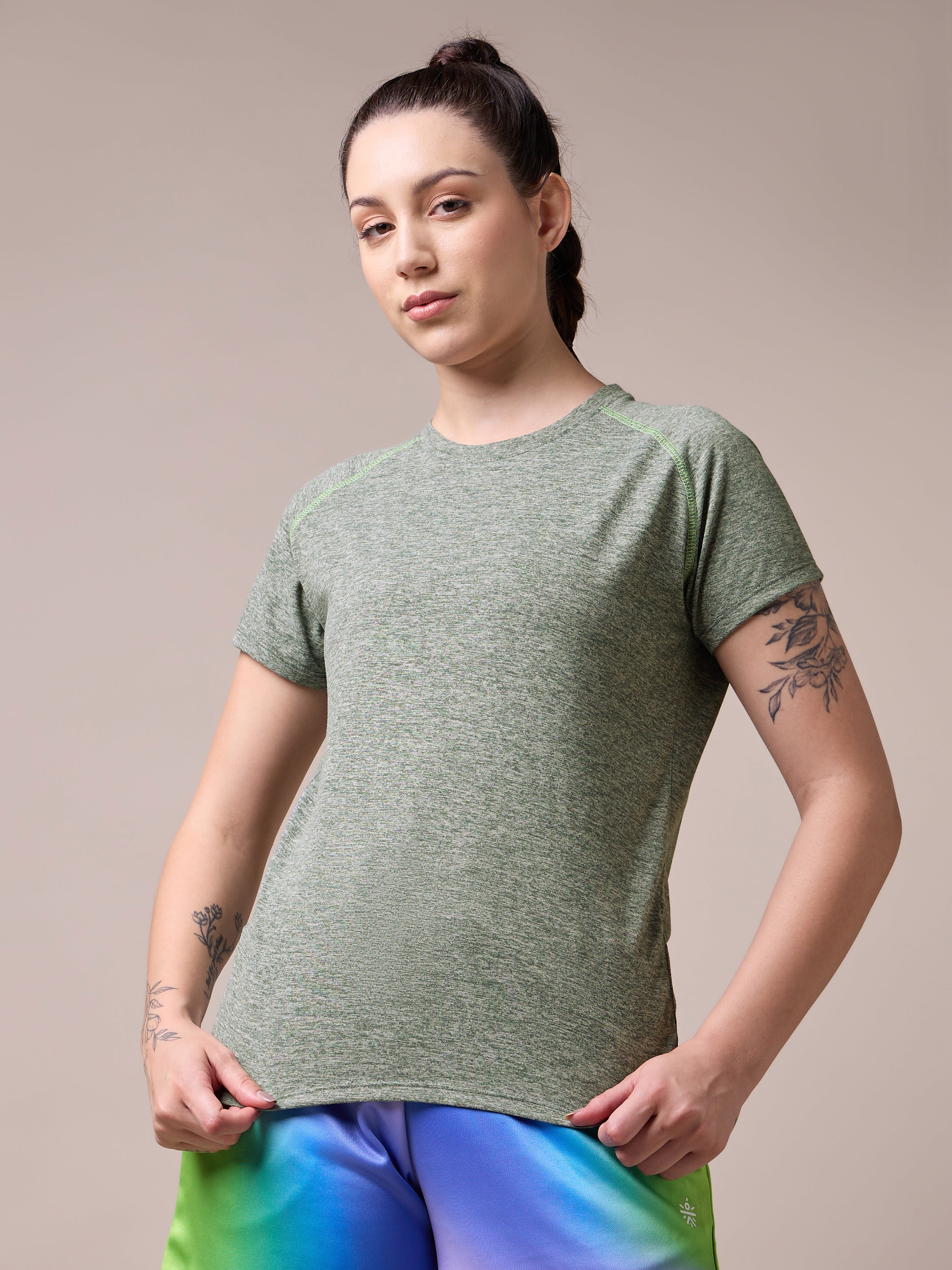 Women's Muscle Flex Olive Comfortech T-shirt