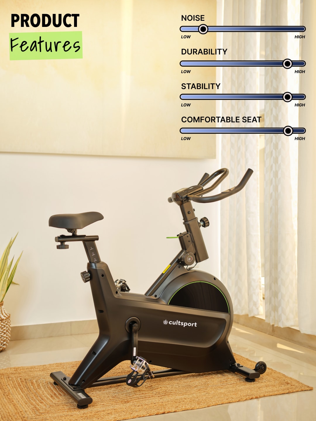 Smartbike c1: Spin bike with 8-level magnetic resistance (with 6 months extended warranty)