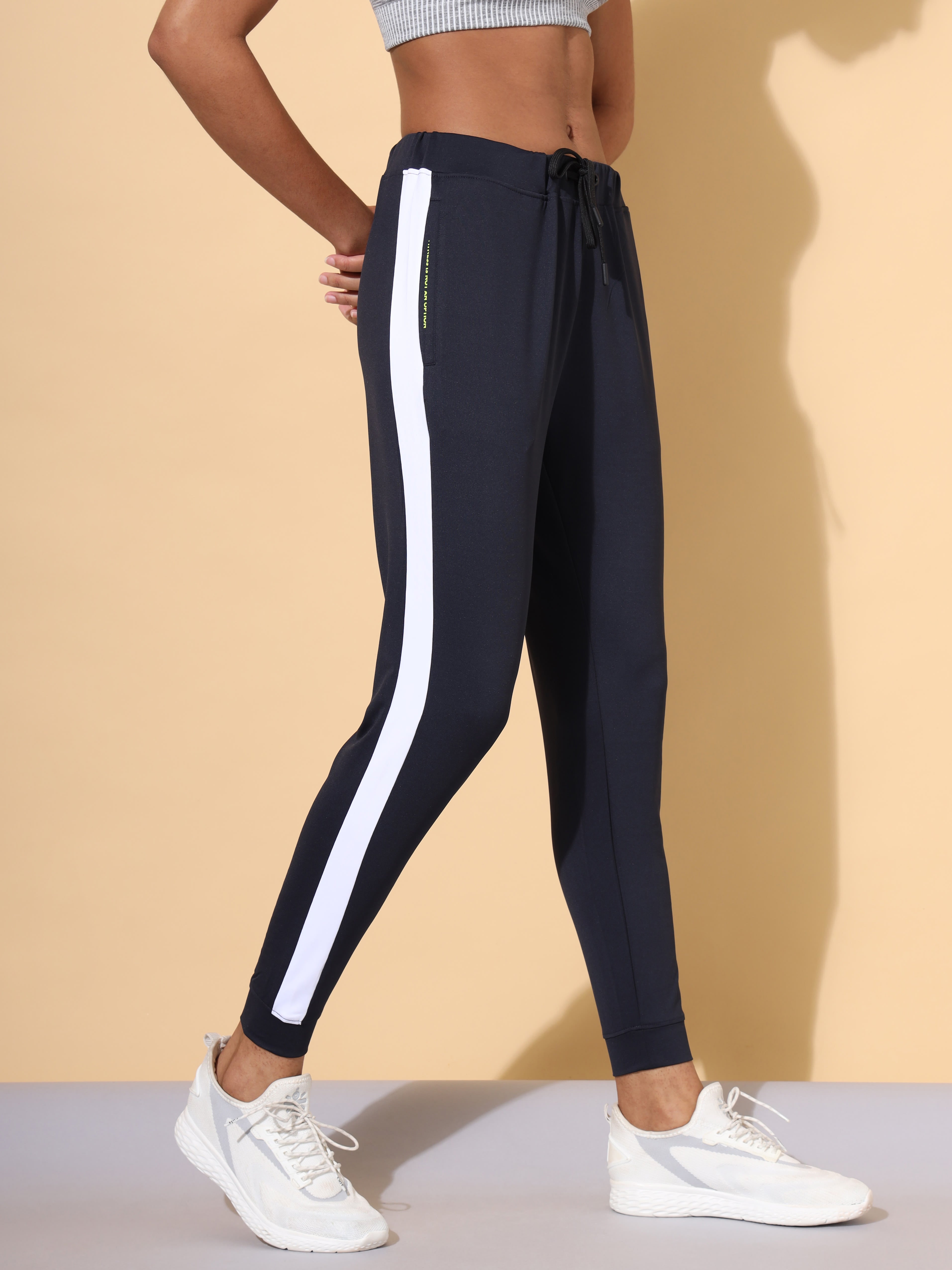 Women Blue Vitals Solid Running Joggers