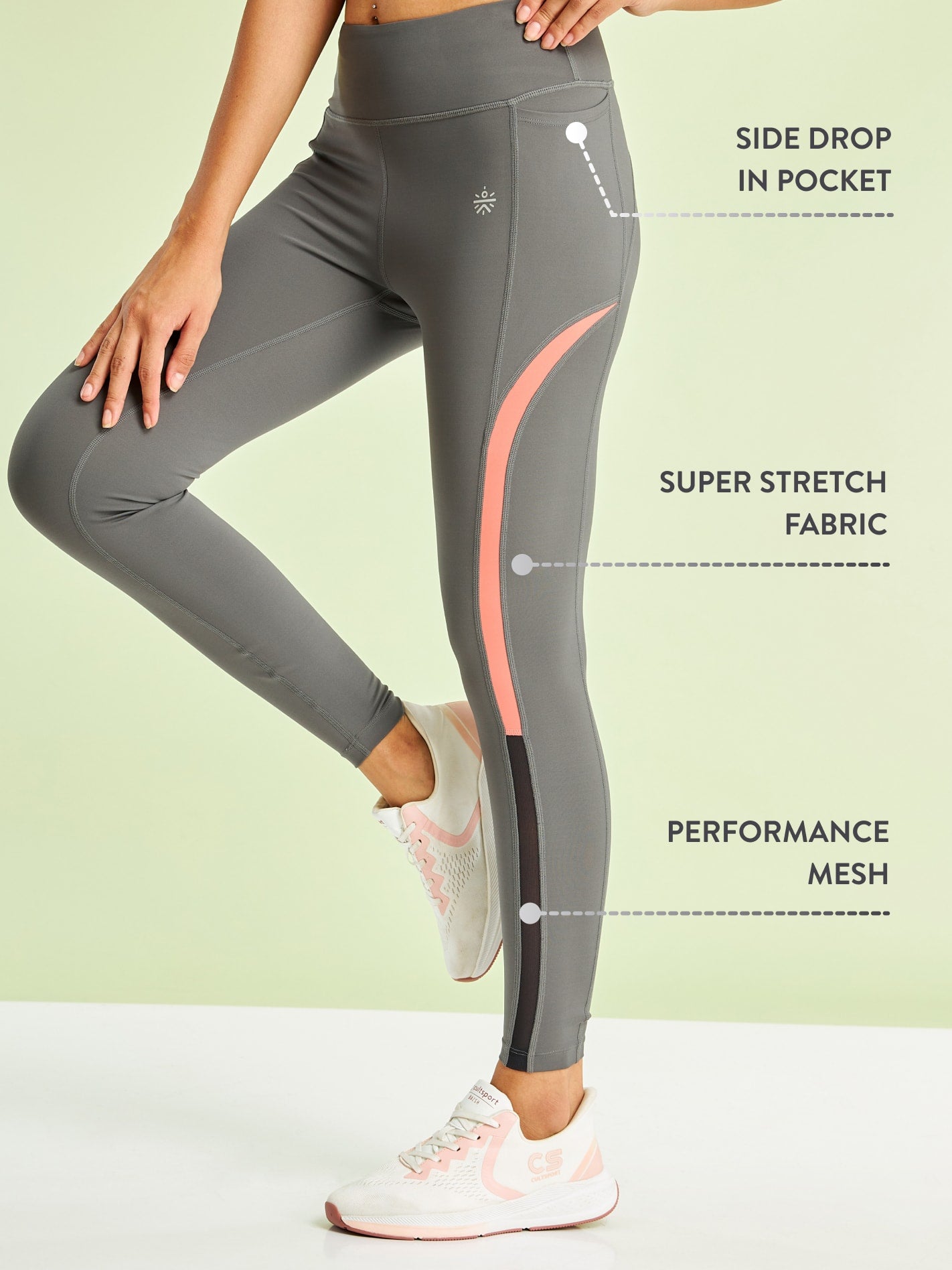 Contrast Panel High Waist Running Tights