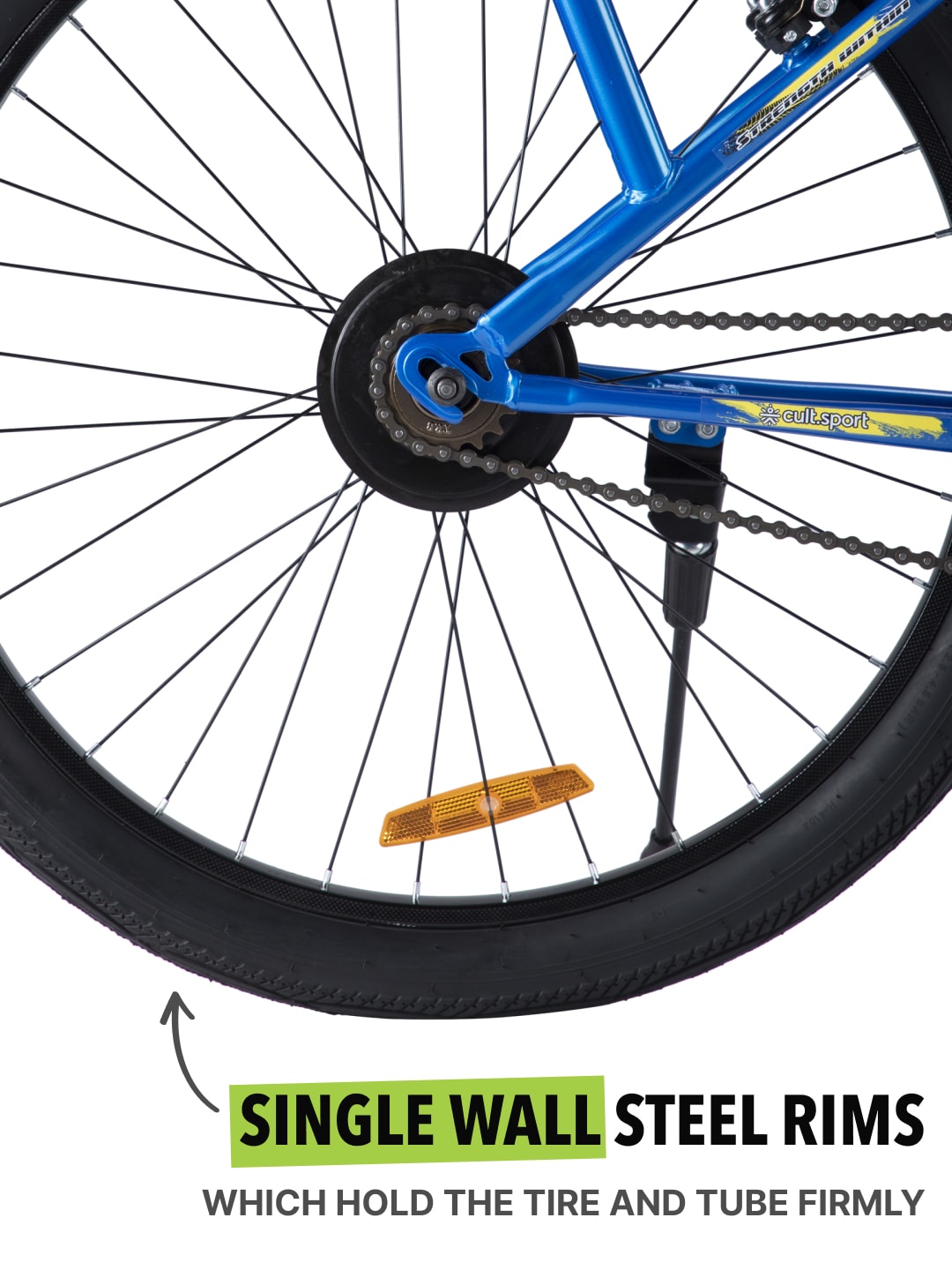 ROKKIBC26Blue Steel Single Speed 26 inch Mountain Cycle with Single Wall Rim and Rigid Fork