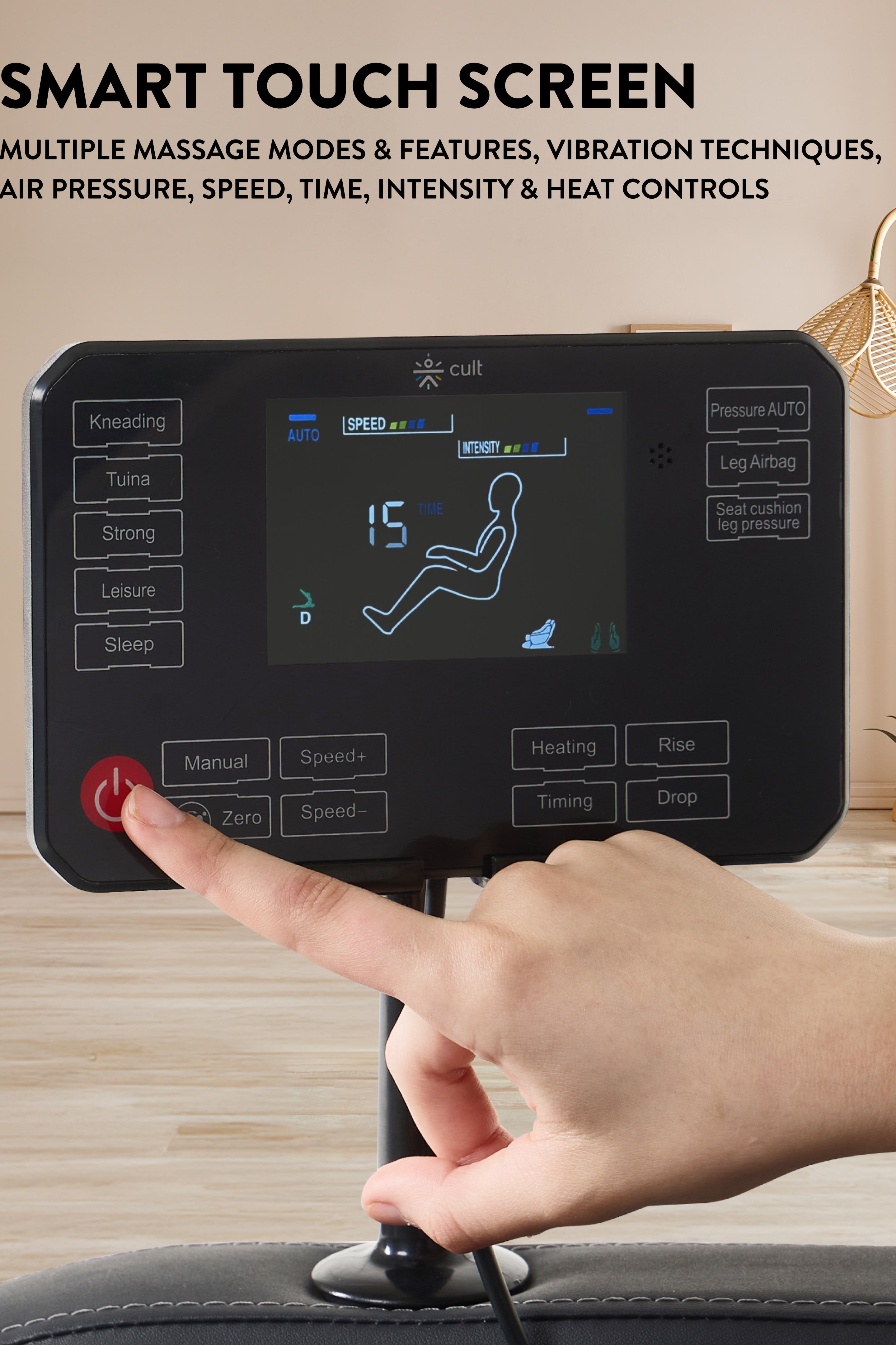 Cult BlissBlack Massage Chair with Fixed Point Massage Technique and Bluetooth AI Voice Function for Full Body Massage At Home