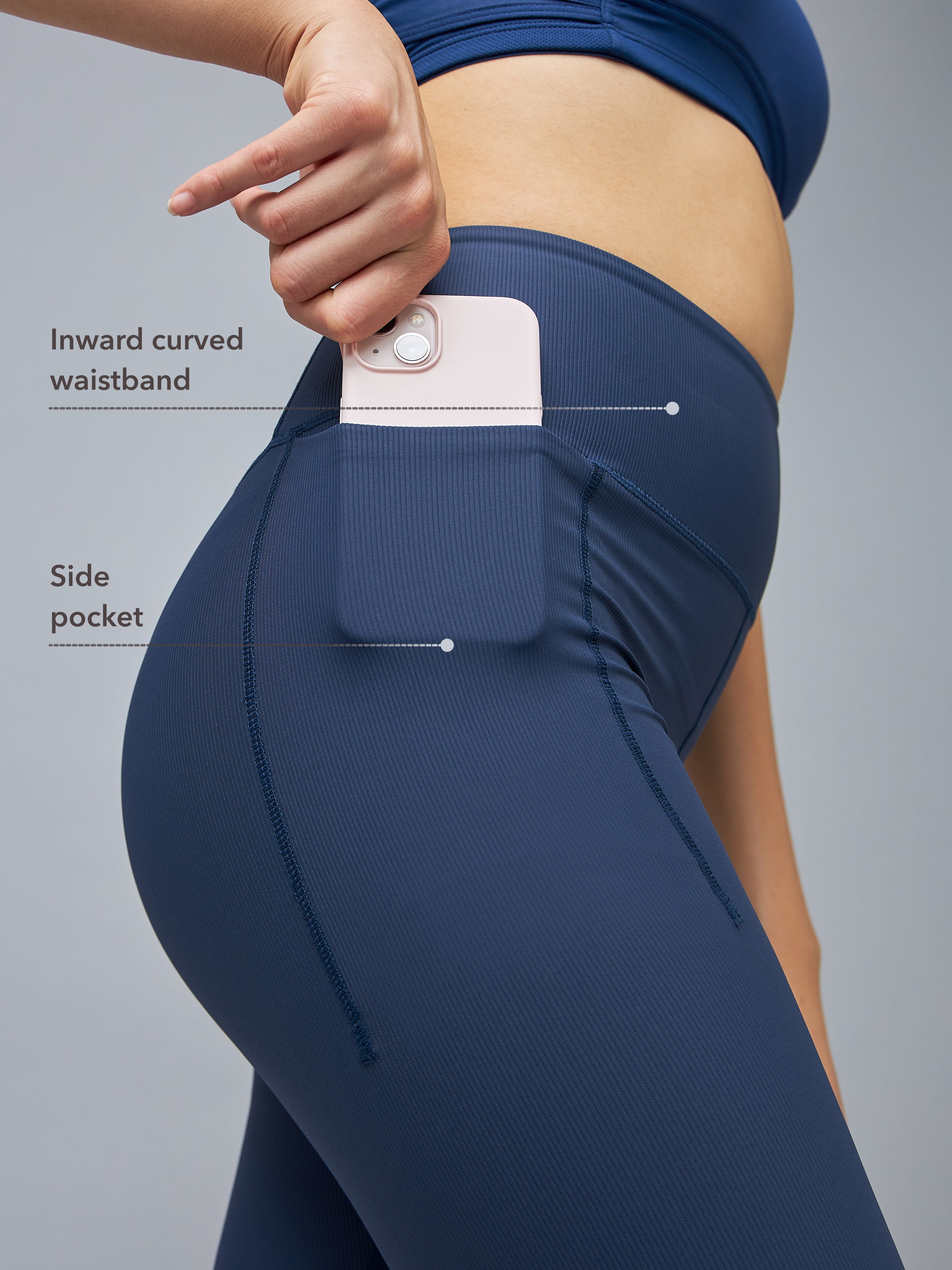 Solid High Waist Tights with Side Pocket