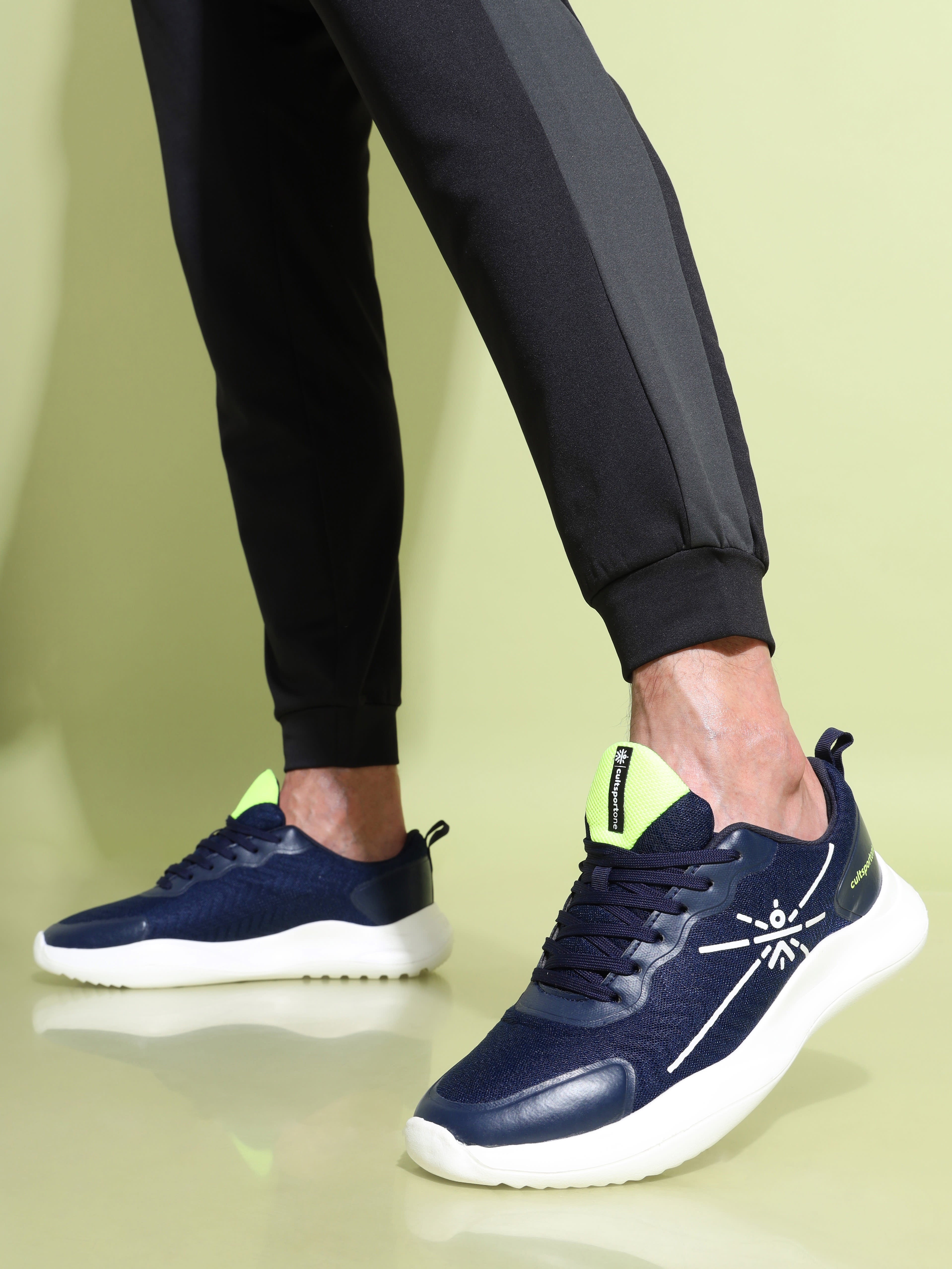 cult Lope Men Running Shoes - Navy/Lime Green