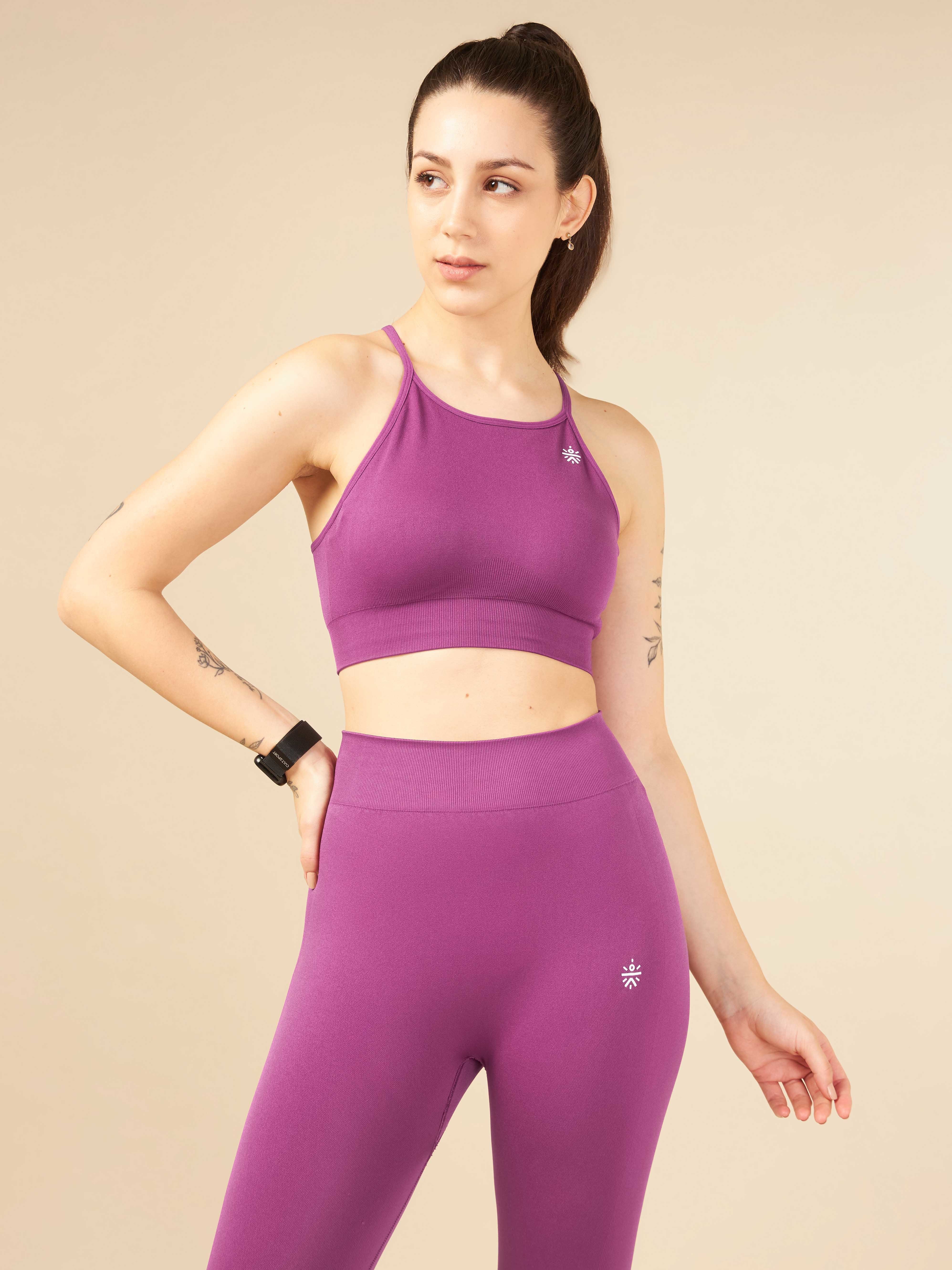 Purple Seamless Medium-Support High-Coverage Sports Bra