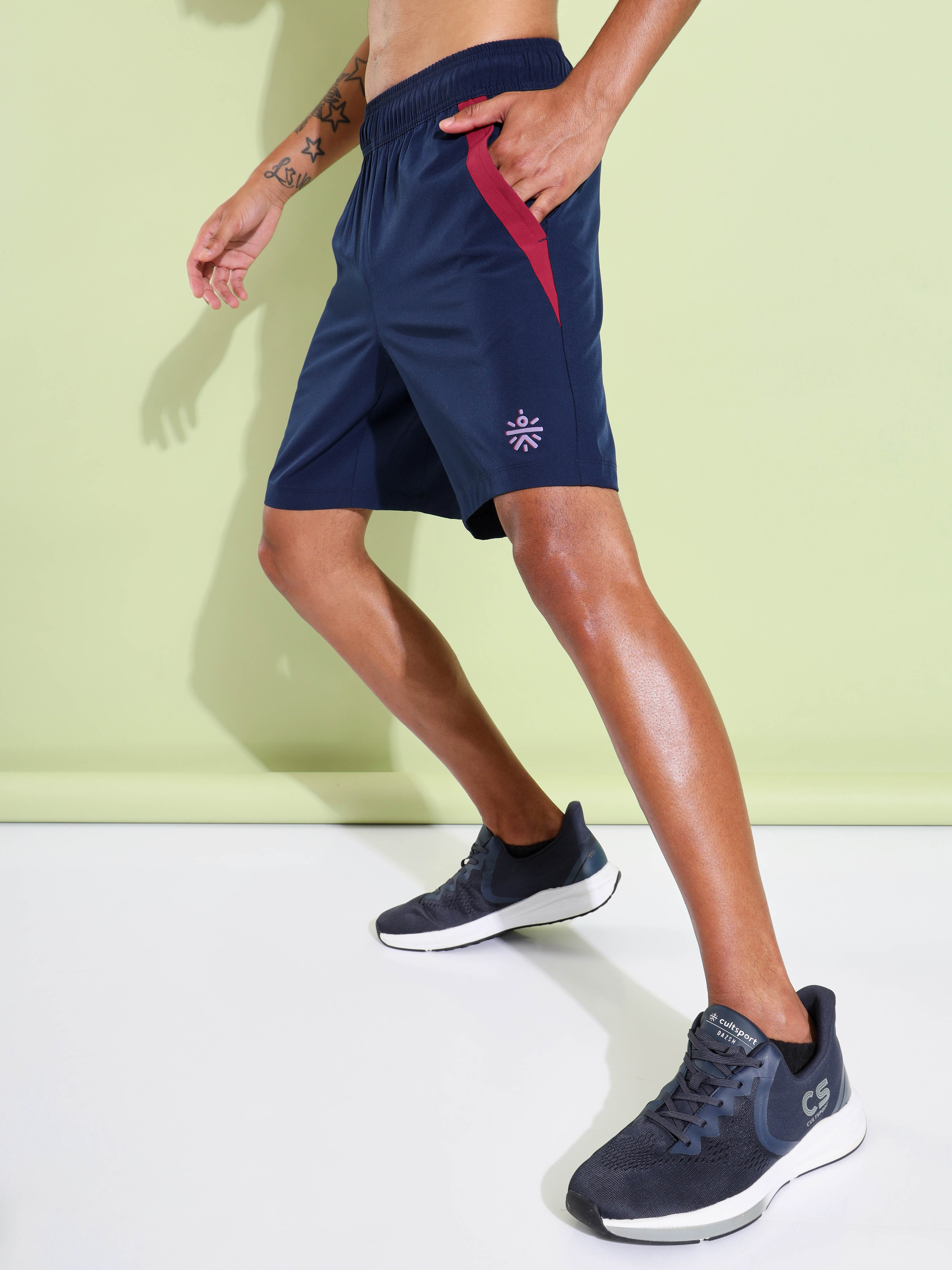 Workout Shorts with Contrast Panels