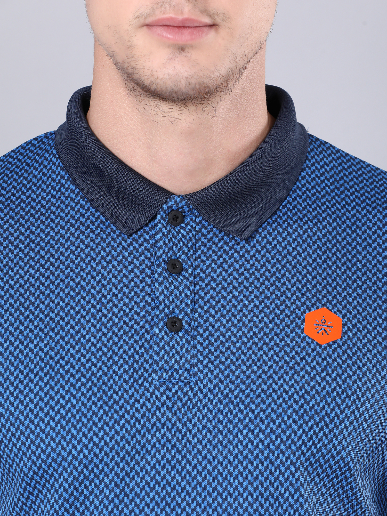 Signature Micro Prints Blue Polo