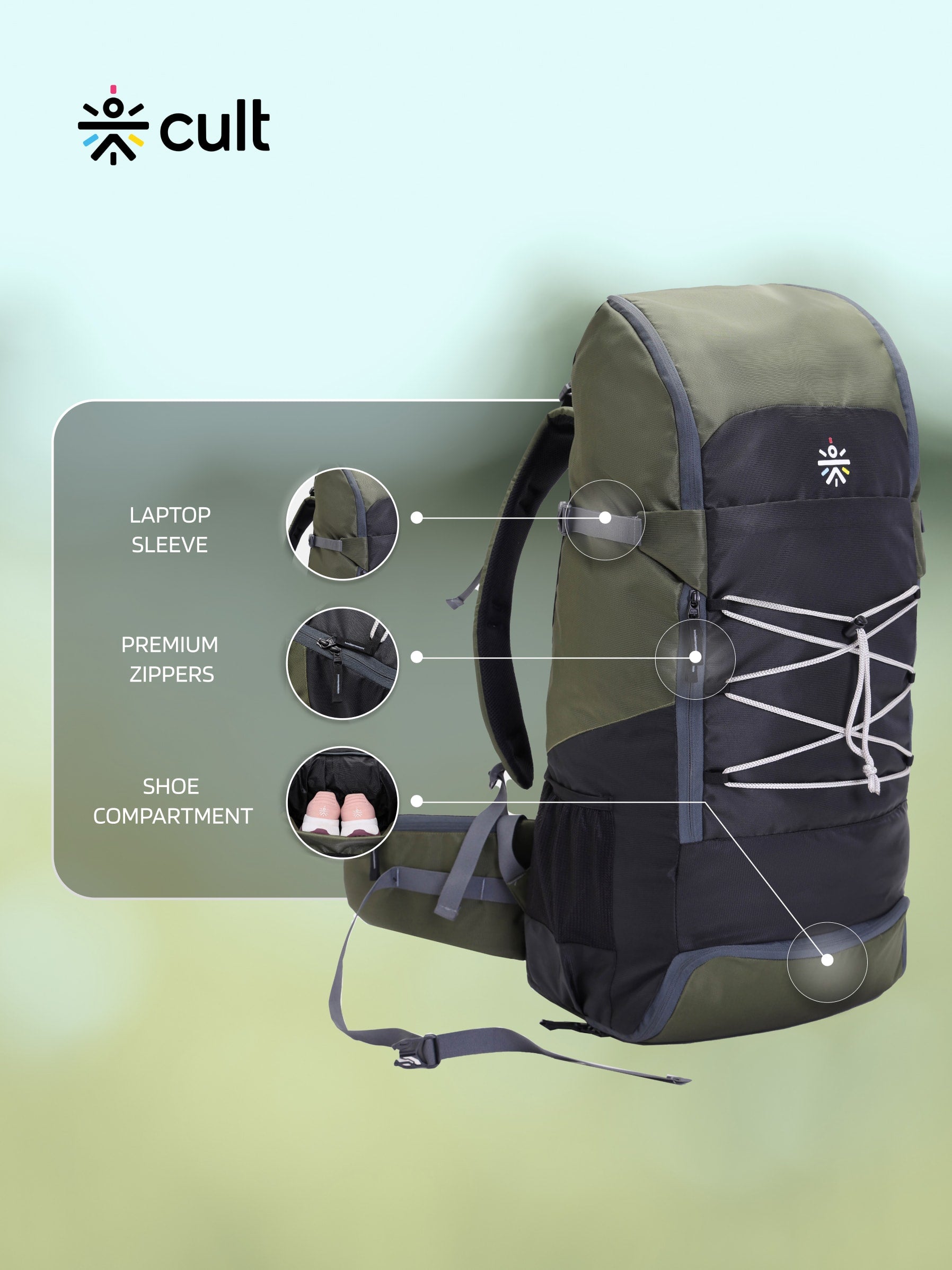 Travel Rucksack 65 L Green