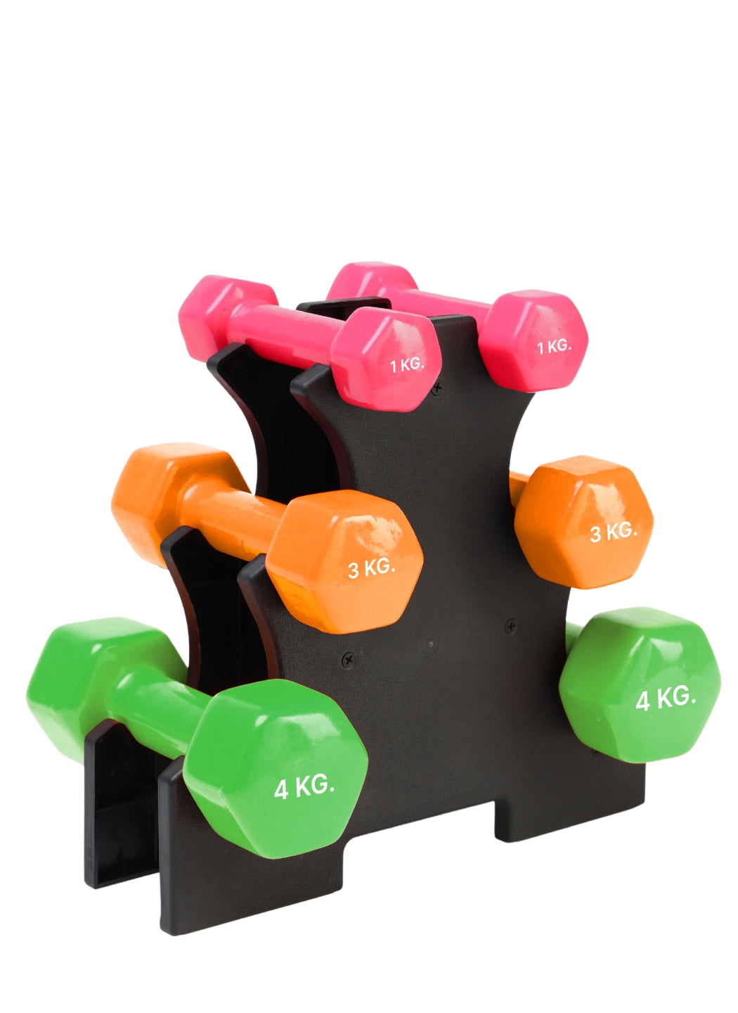 Cult Vinyl Dumbbells Combo for Home Gym Exercise (1kg + 3kg + 4kg Set) 16kg | Dumbbells with Rack