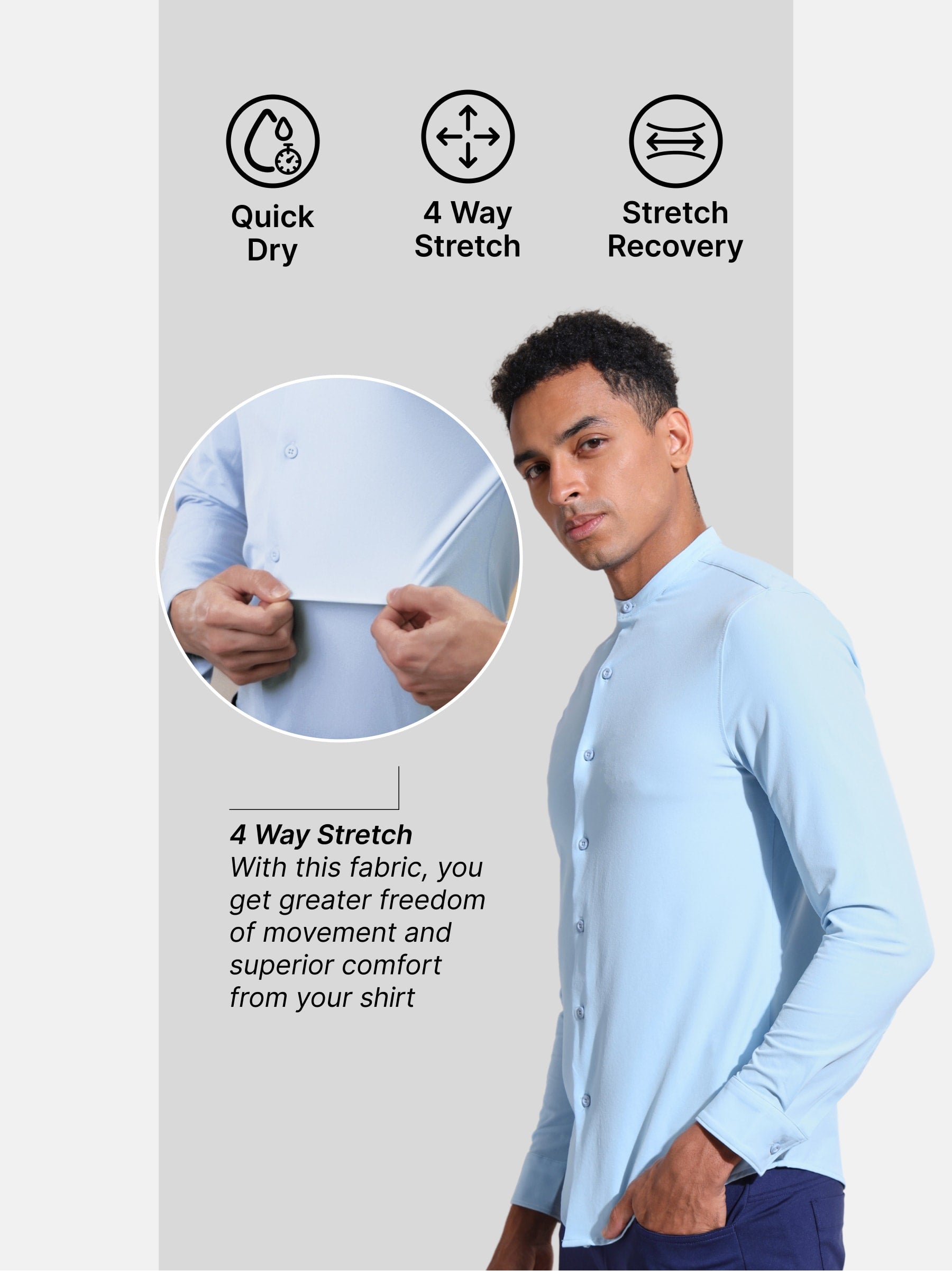 Slim Fit Band Collar Solid Shirt