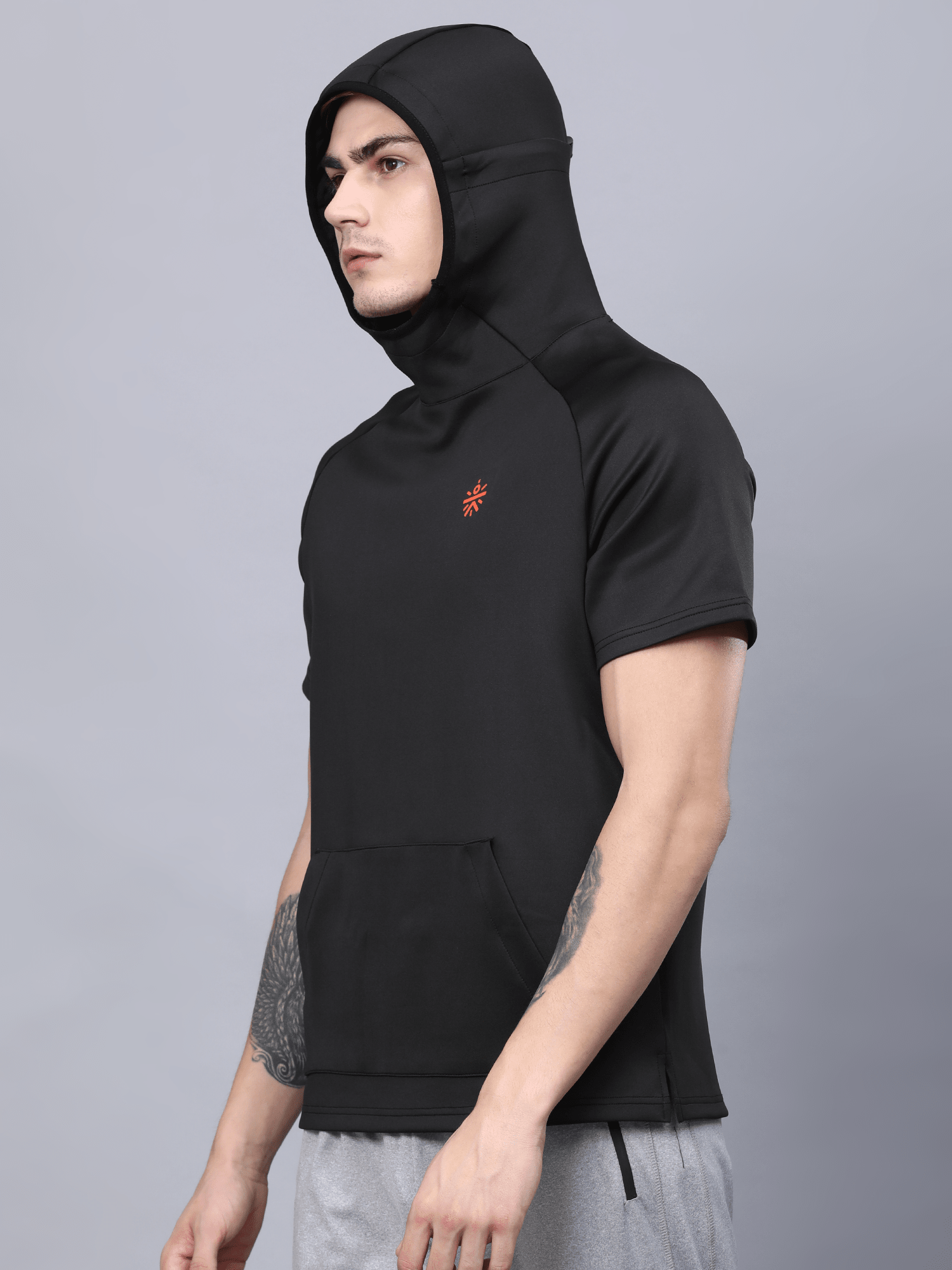 Abstract Hood Black Workout Tee